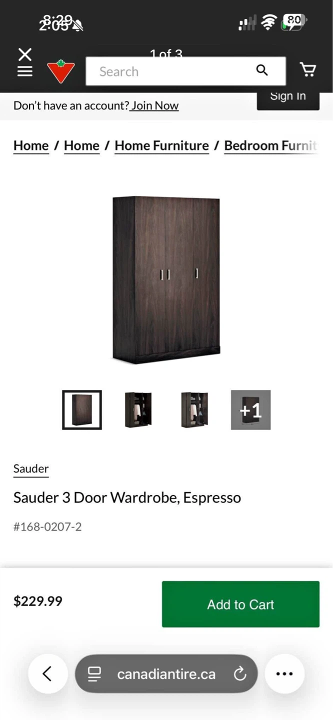 Sauder 3 Door Wardrobe - Espresso - photo 2