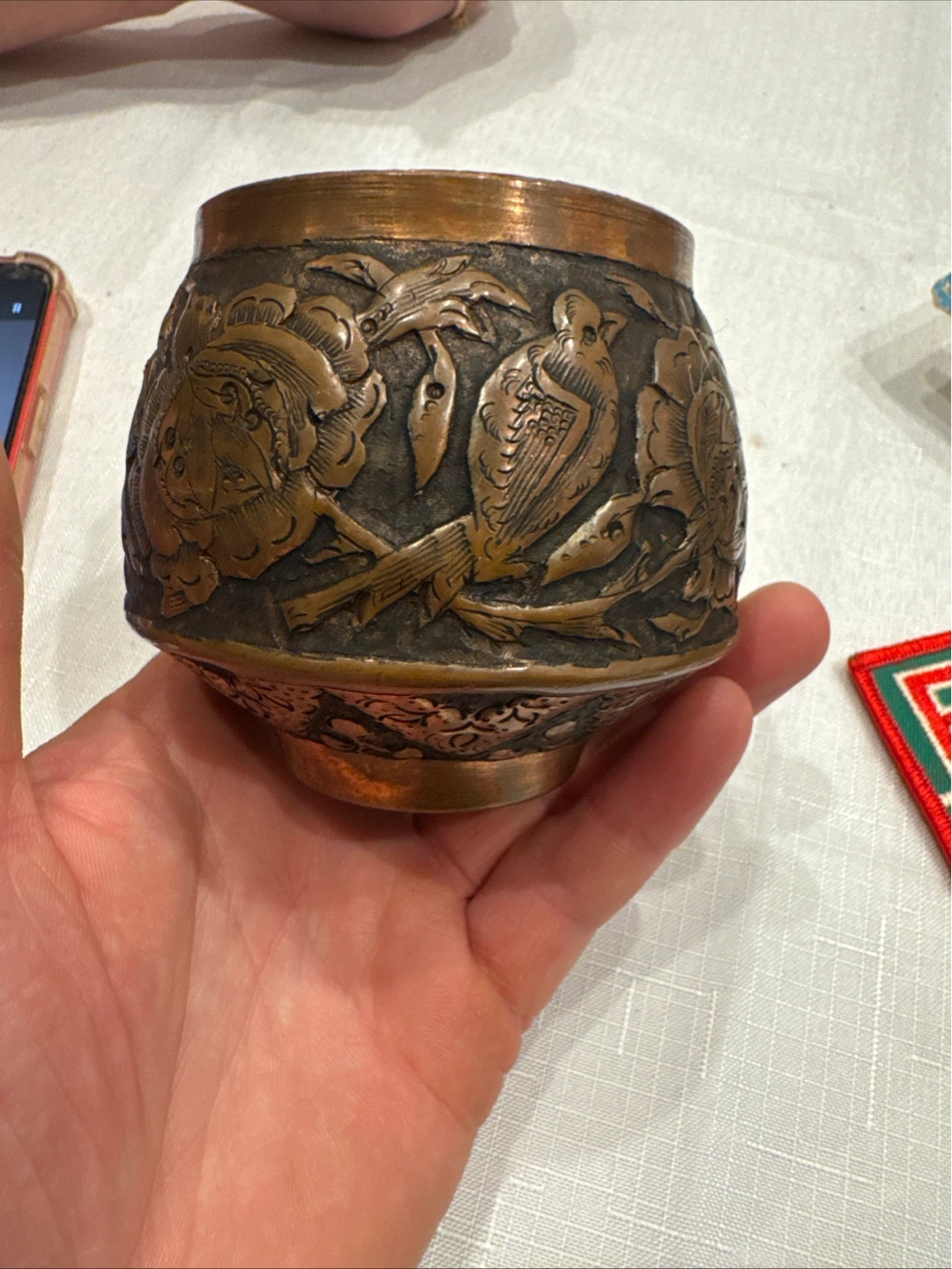Vintage Embossed Copper Pot
