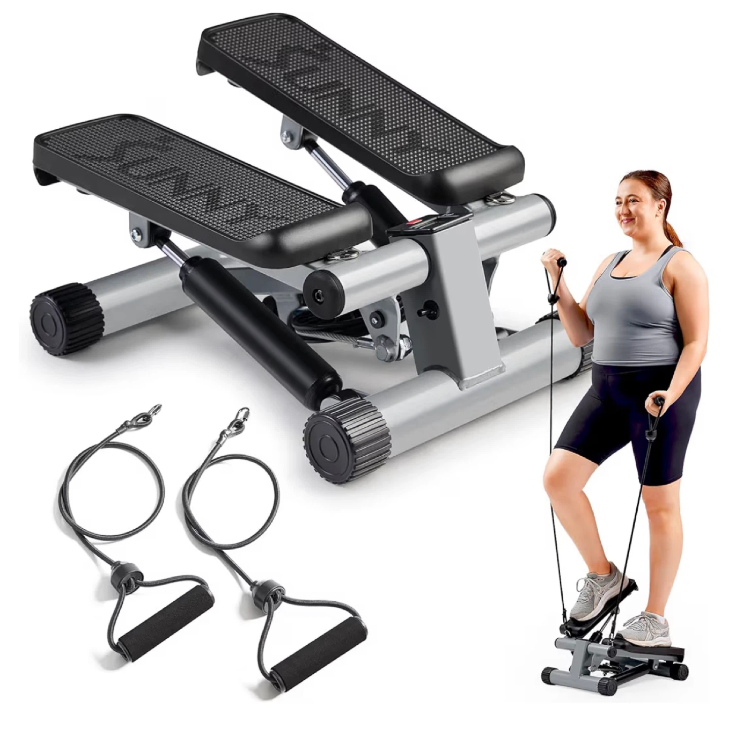Sunny Health Mini Stair Stepper with Resistance Bands