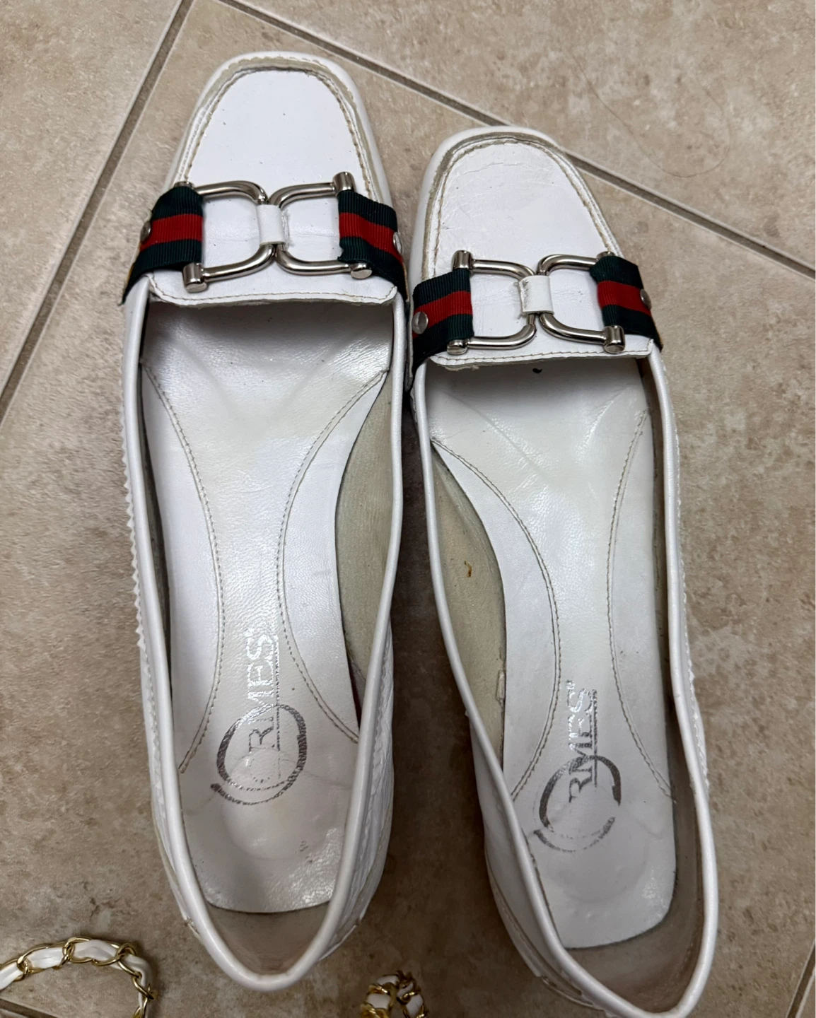 White Loafers with Buckle Detail