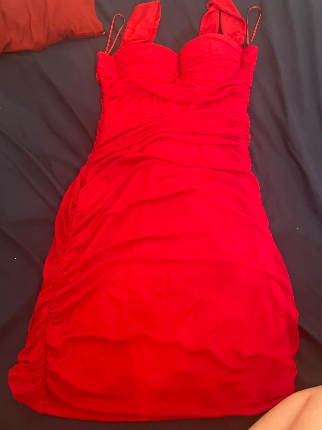 Red Ruched Bodycon Dress