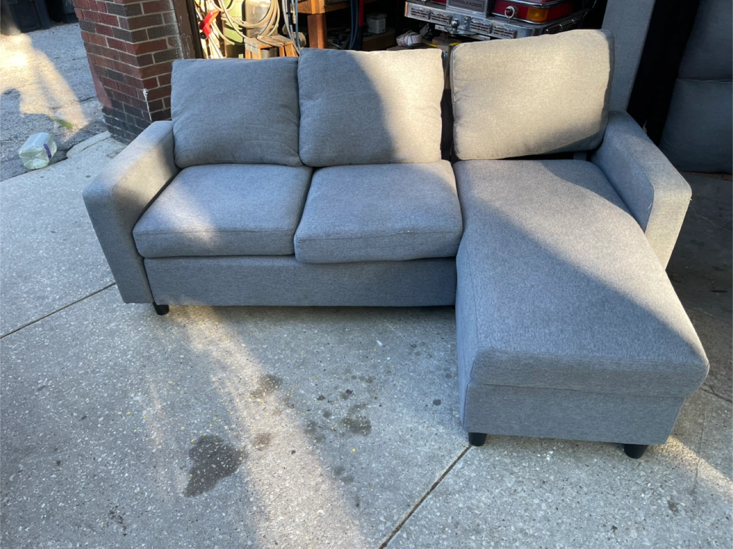 Gray Sectional Sofa with Storage Ottoman