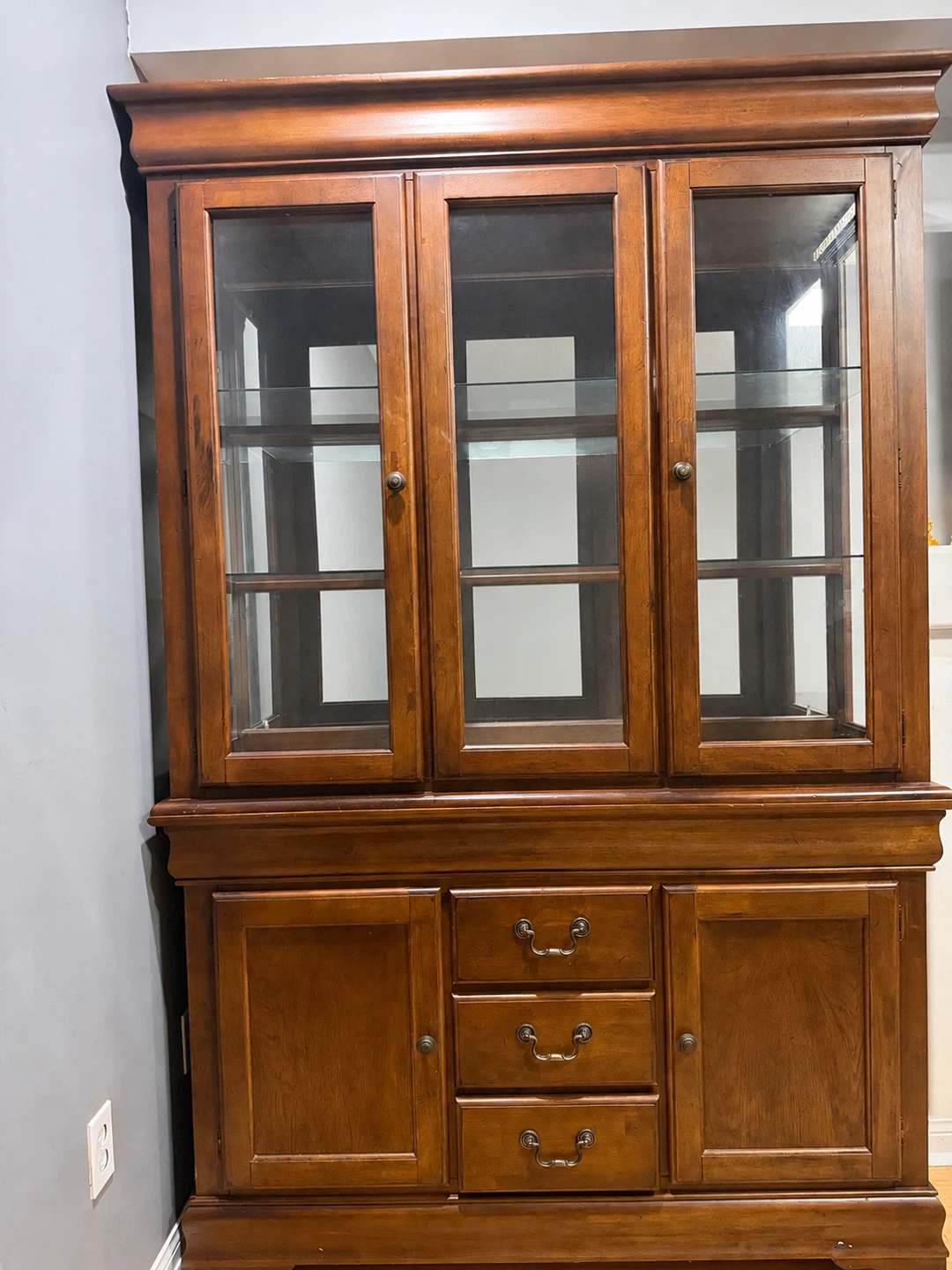 Wooden China Cabinet with Glass Doors