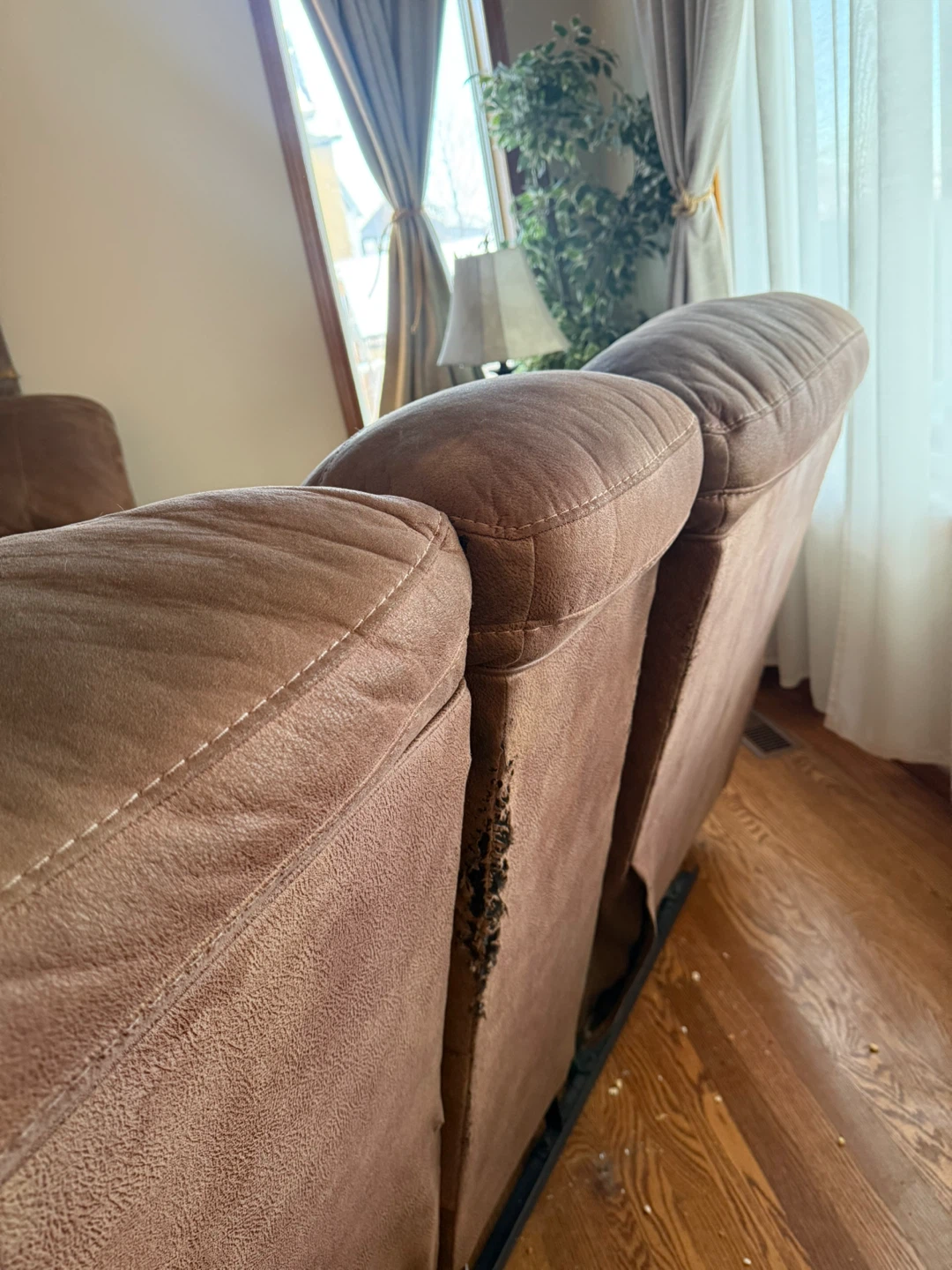 Brown Loveseat Recliner with Cup Holders - photo 4