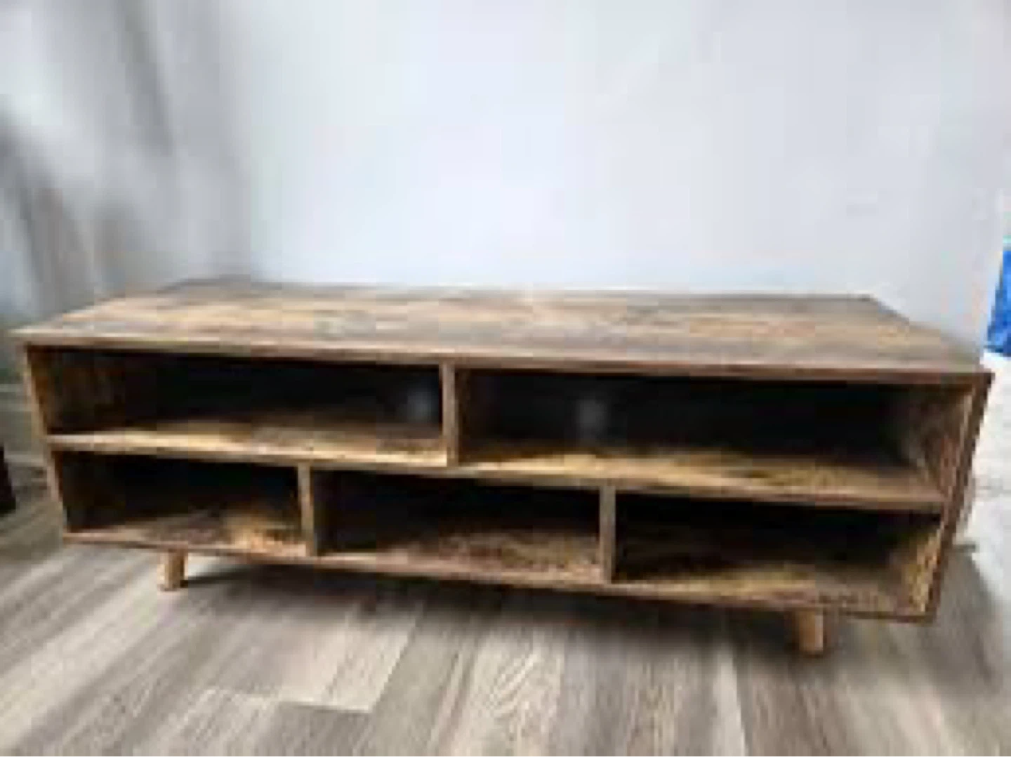 Rustic Wood TV Stand with Shelves - photo 2