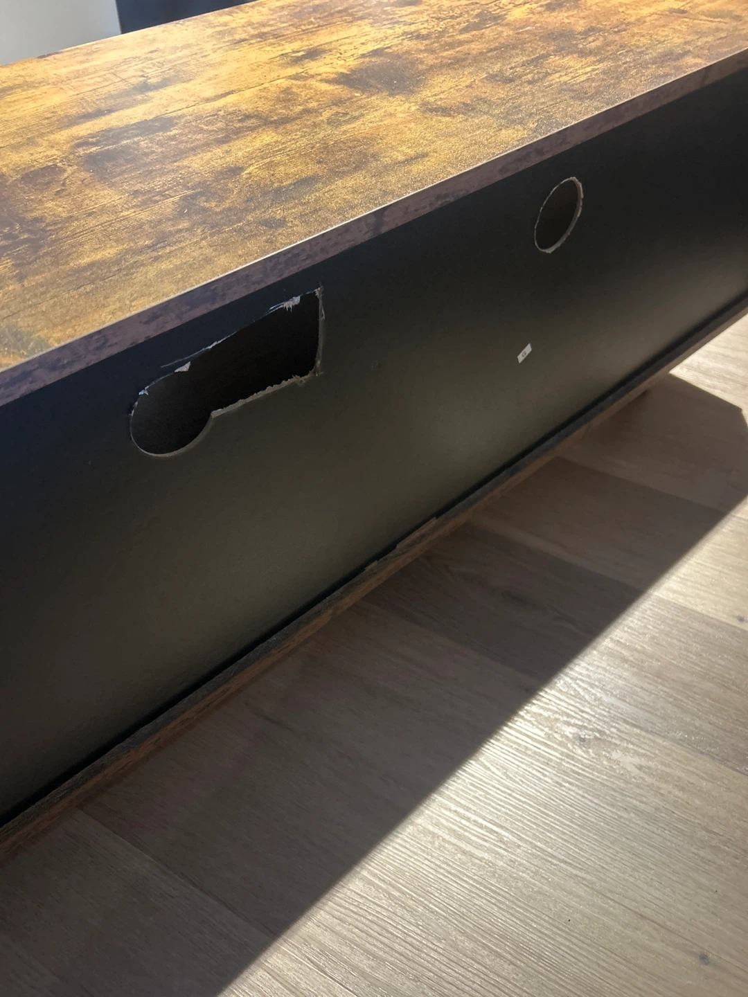 Rustic Wood TV Stand with Shelves - photo 3