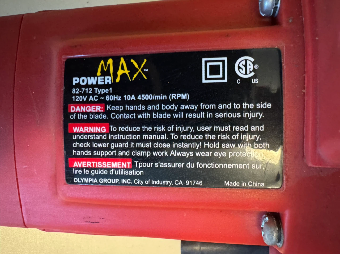 POWER MAX 82-712 Type1 Circular Saw - photo 2