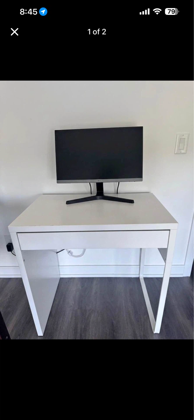 White Desk with Drawer - photo 2