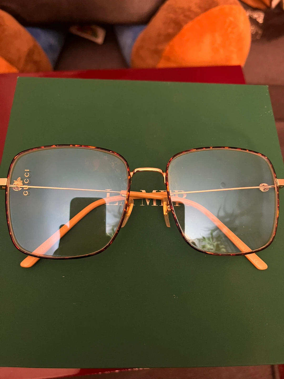 Gucci Gold Tortoise Square Eyeglasses GG0445O 56-17-140 - photo 4