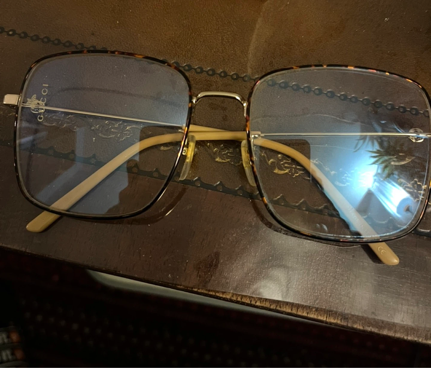 Gucci Gold Tortoise Square Eyeglasses GG0445O 56-17-140 - photo 5
