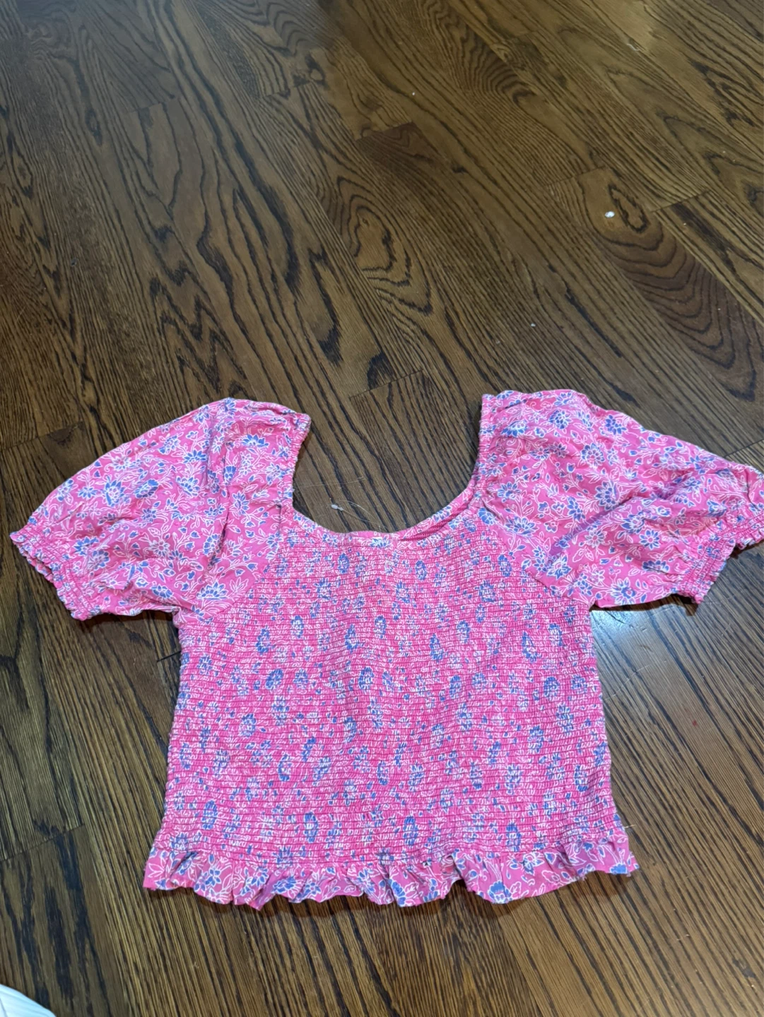 Roller Rabbit Pink Floral Smocked Top Size S