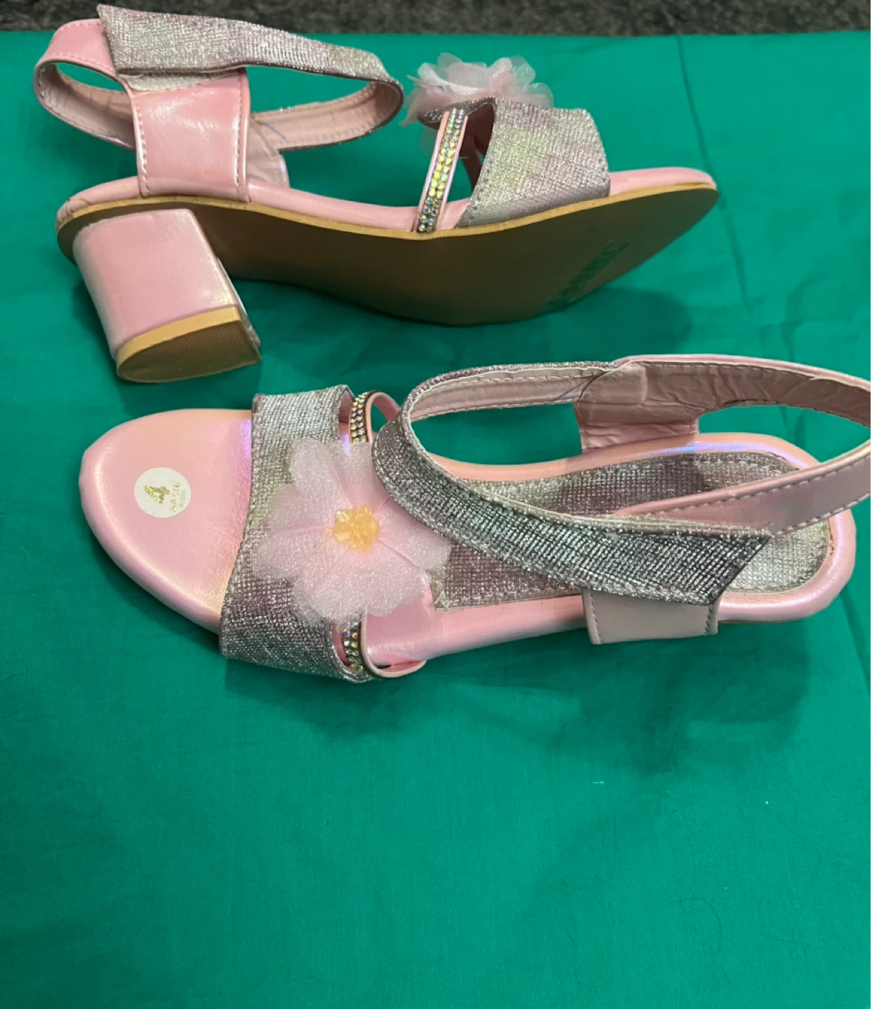 Kids Pink Sparkly Flower Sandals - photo 2