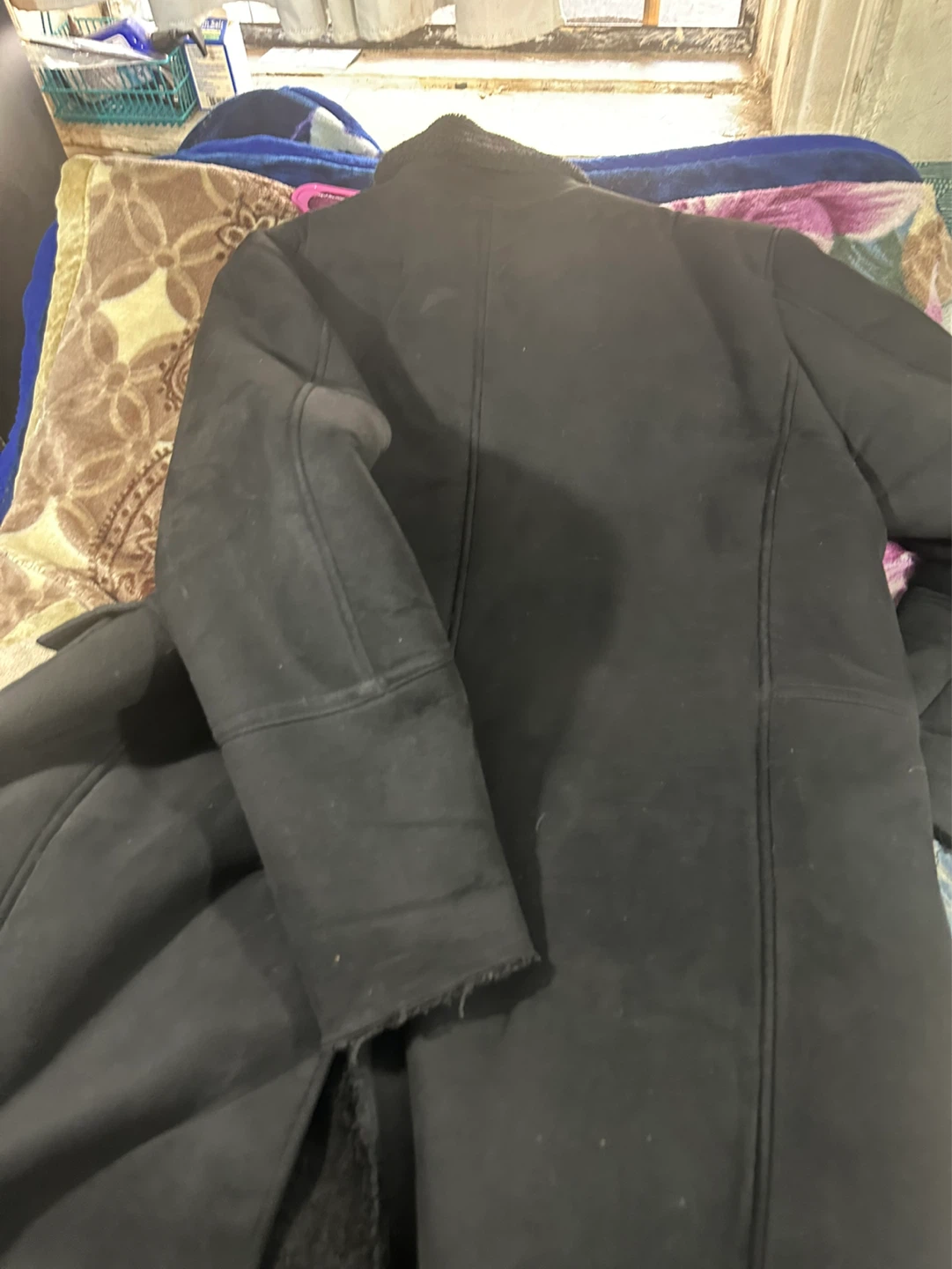 Black Suede Shearling Lined Zara Coat - photo 5