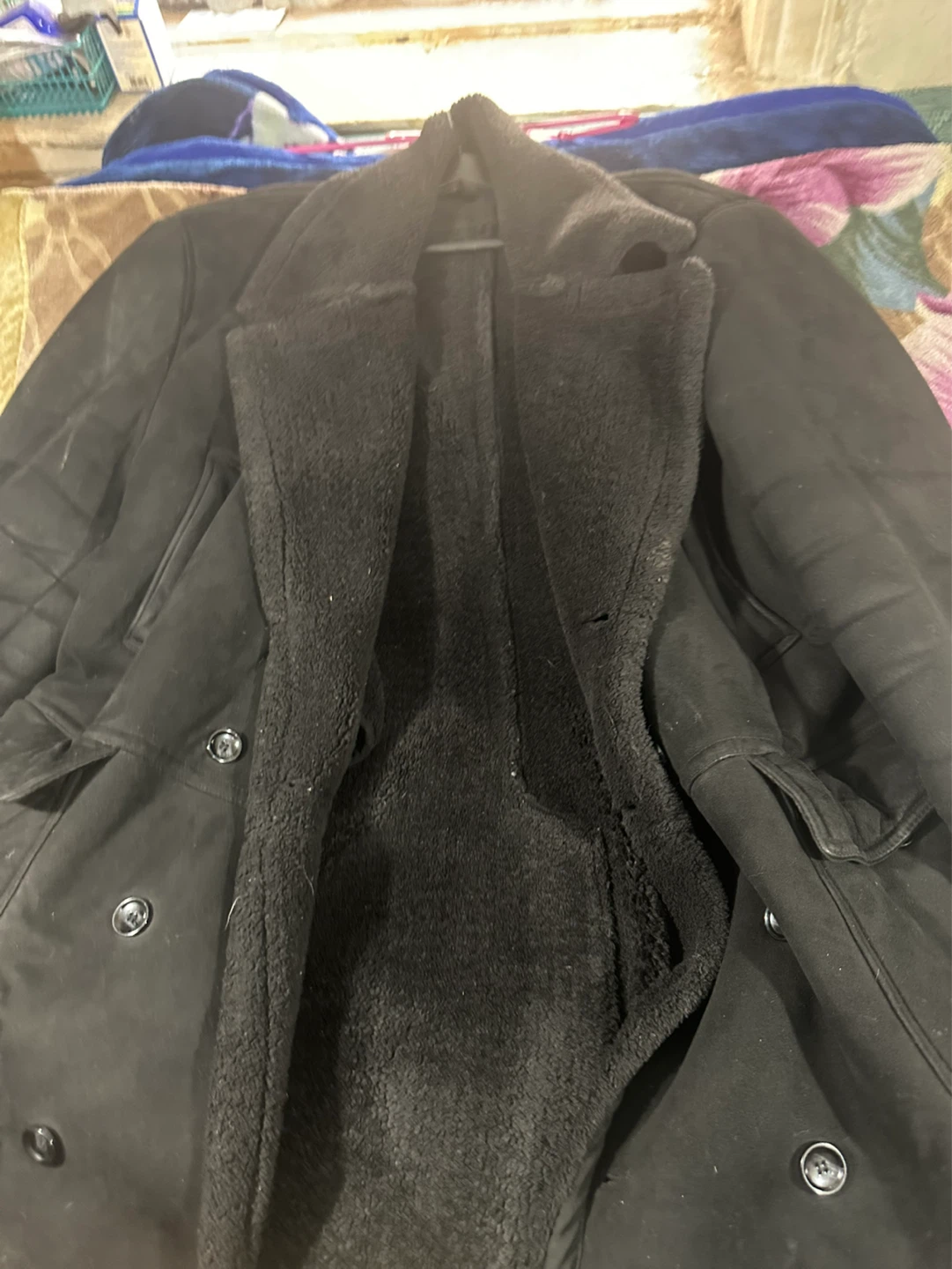 Black Suede Shearling Lined Zara Coat - photo 2