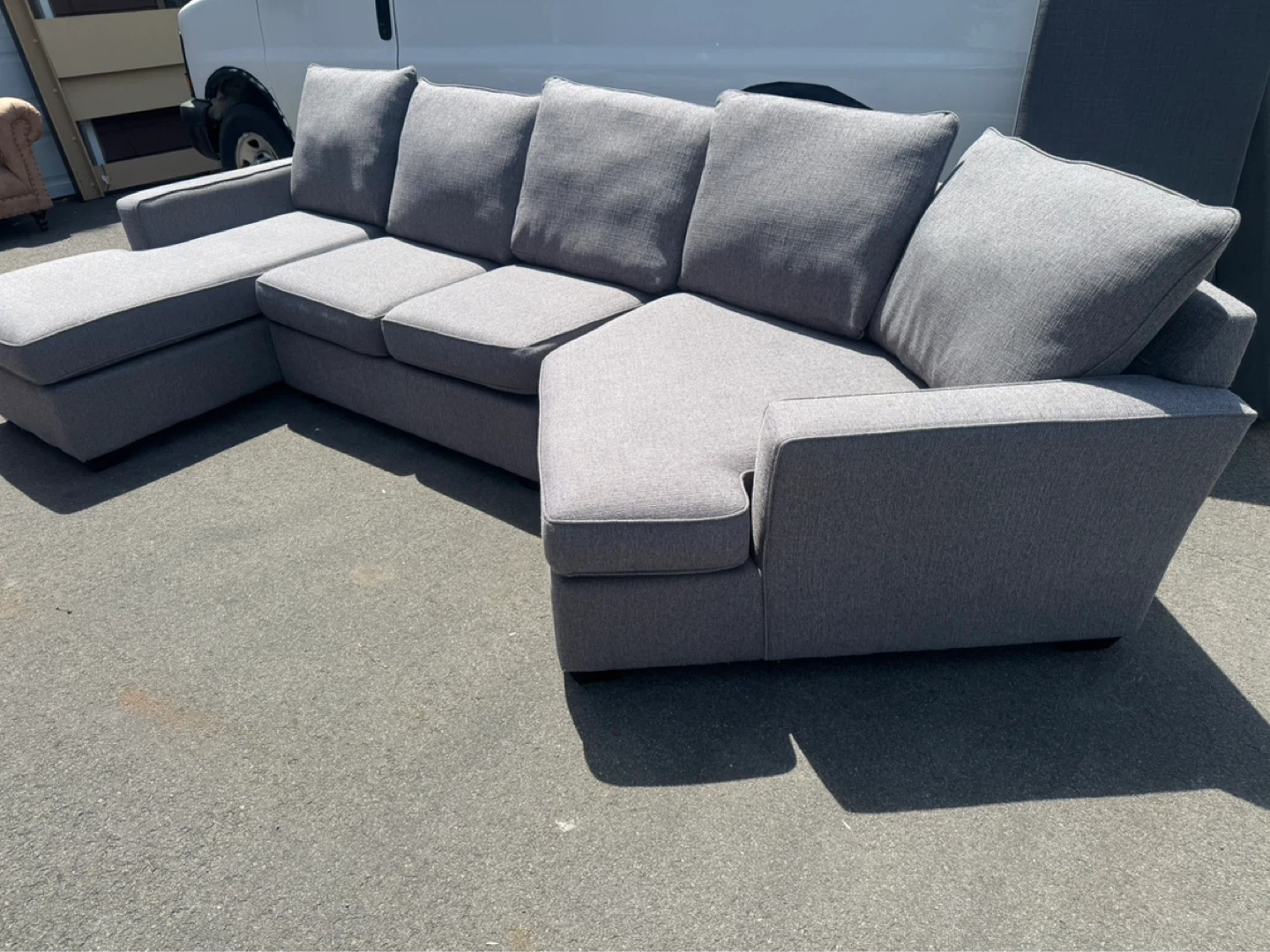 Large Grey Sectional Sofa with Chaise