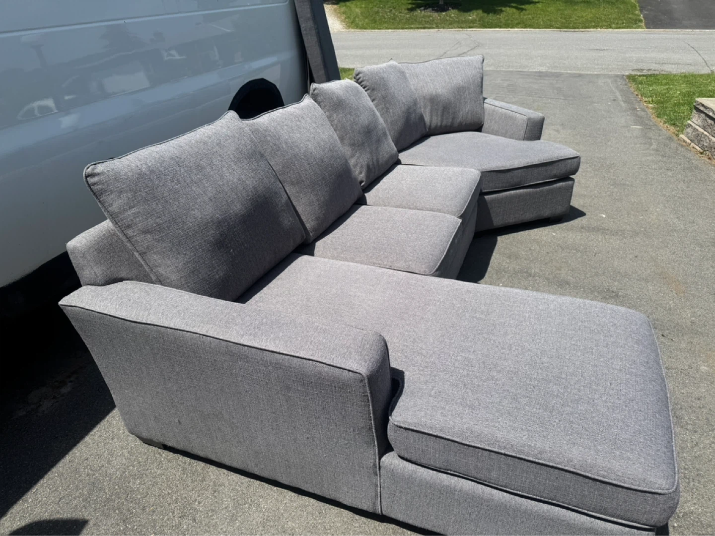 Large Grey Sectional Sofa with Chaise - photo 2