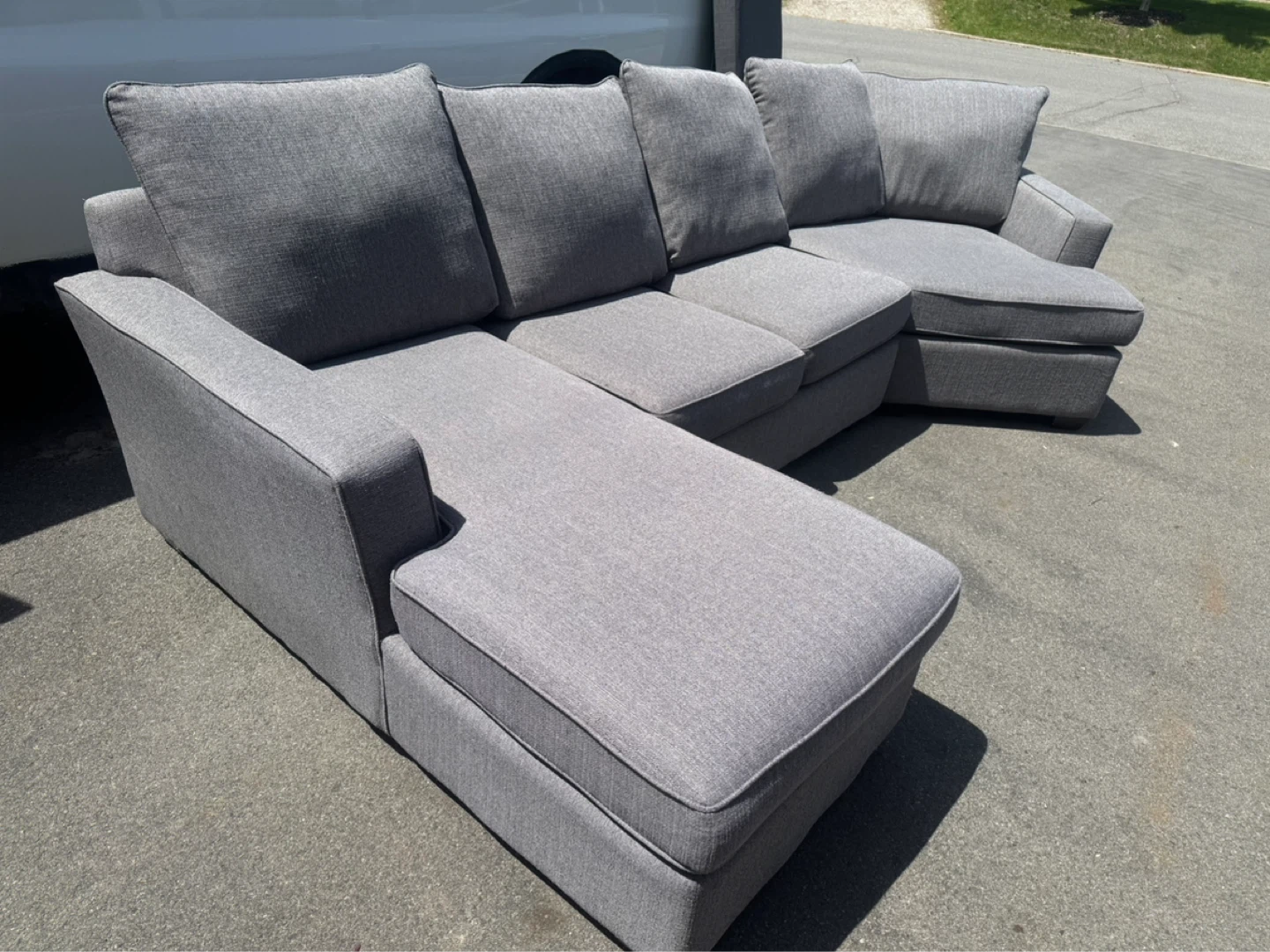 Large Grey Sectional Sofa with Chaise - photo 3