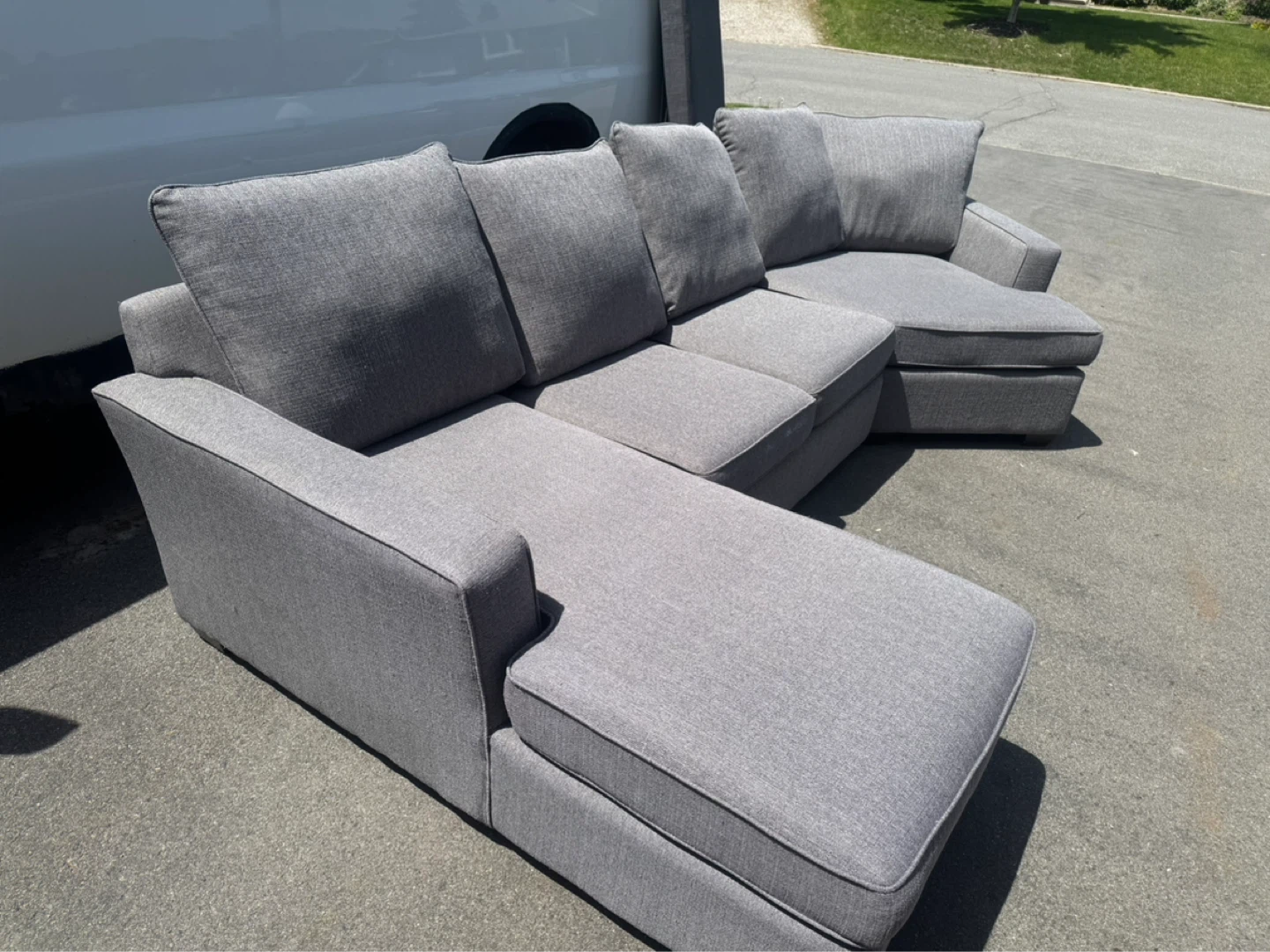 Large Grey Sectional Sofa with Chaise - photo 4