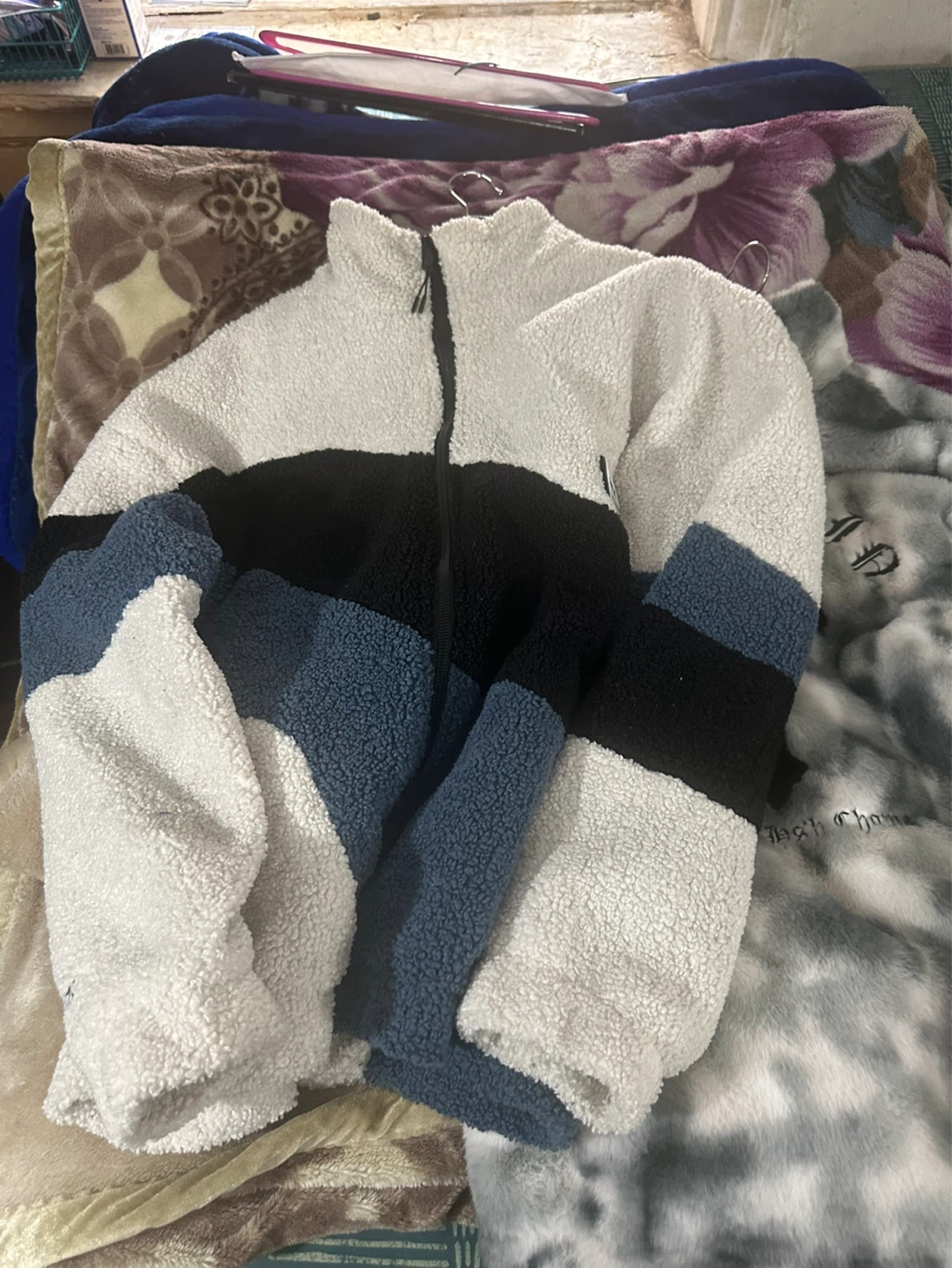 Color Block Sherpa Fleece Jacket - photo 3