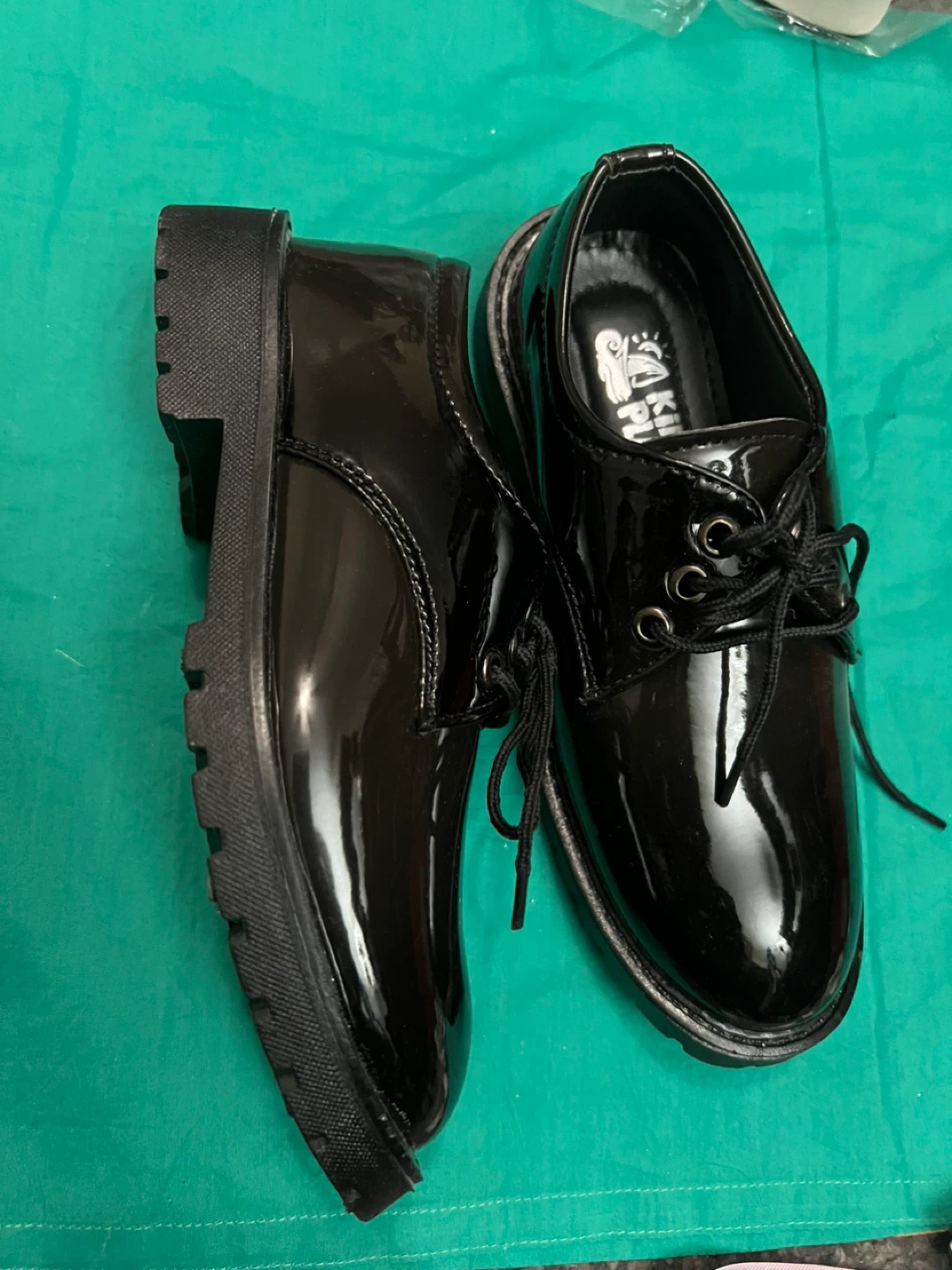 Kids Place Black Patent Lace-Up Shoes