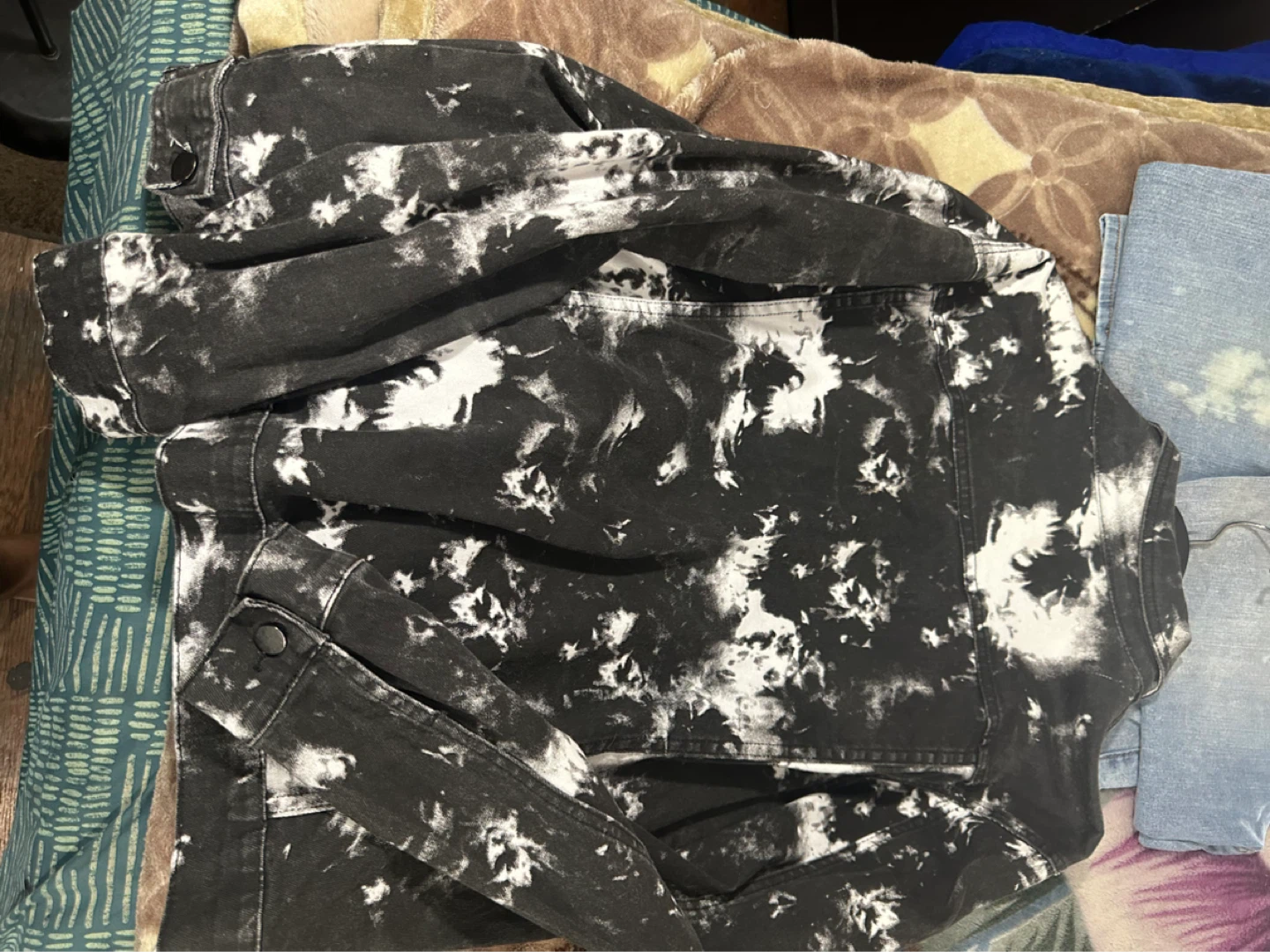 Black and White Tie-Dye Denim Jacket - photo 3