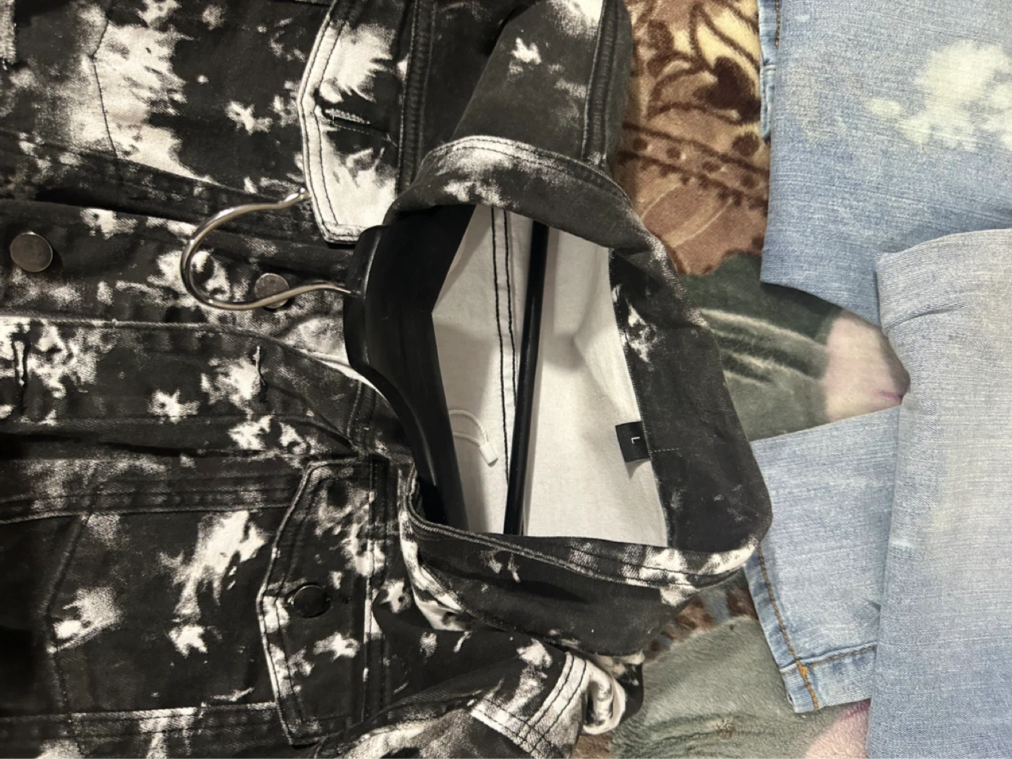 Black and White Tie-Dye Denim Jacket