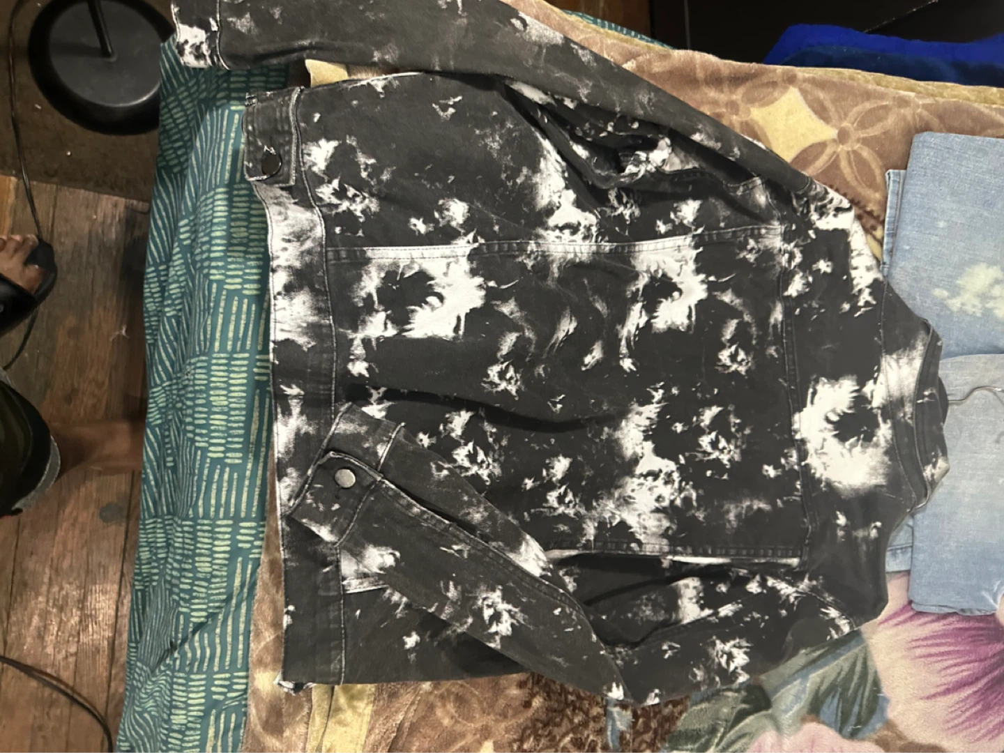 Black and White Tie-Dye Denim Jacket - photo 4
