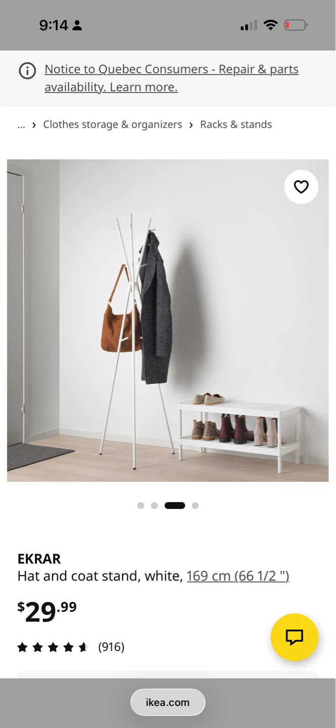 IKEA EKRAR Hat and Coat Stand - White - photo 2