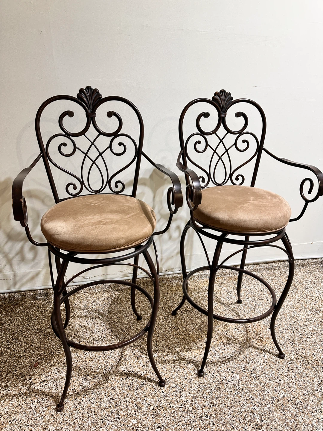 Beautiful Ornate Swivel Bar Stools - Set of 2