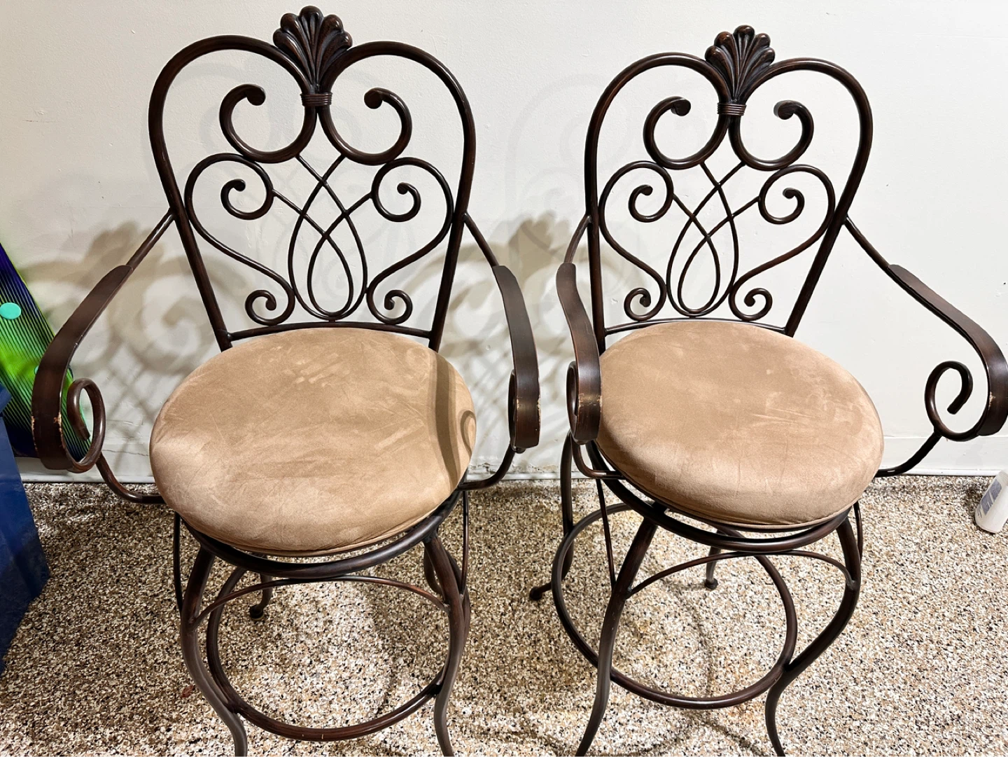 Beautiful Ornate Swivel Bar Stools - Set of 2 - photo 3