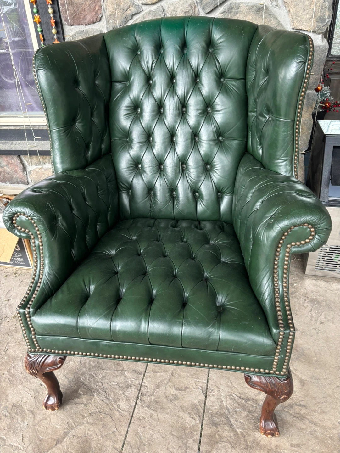 Green Leather Wingback Chair
