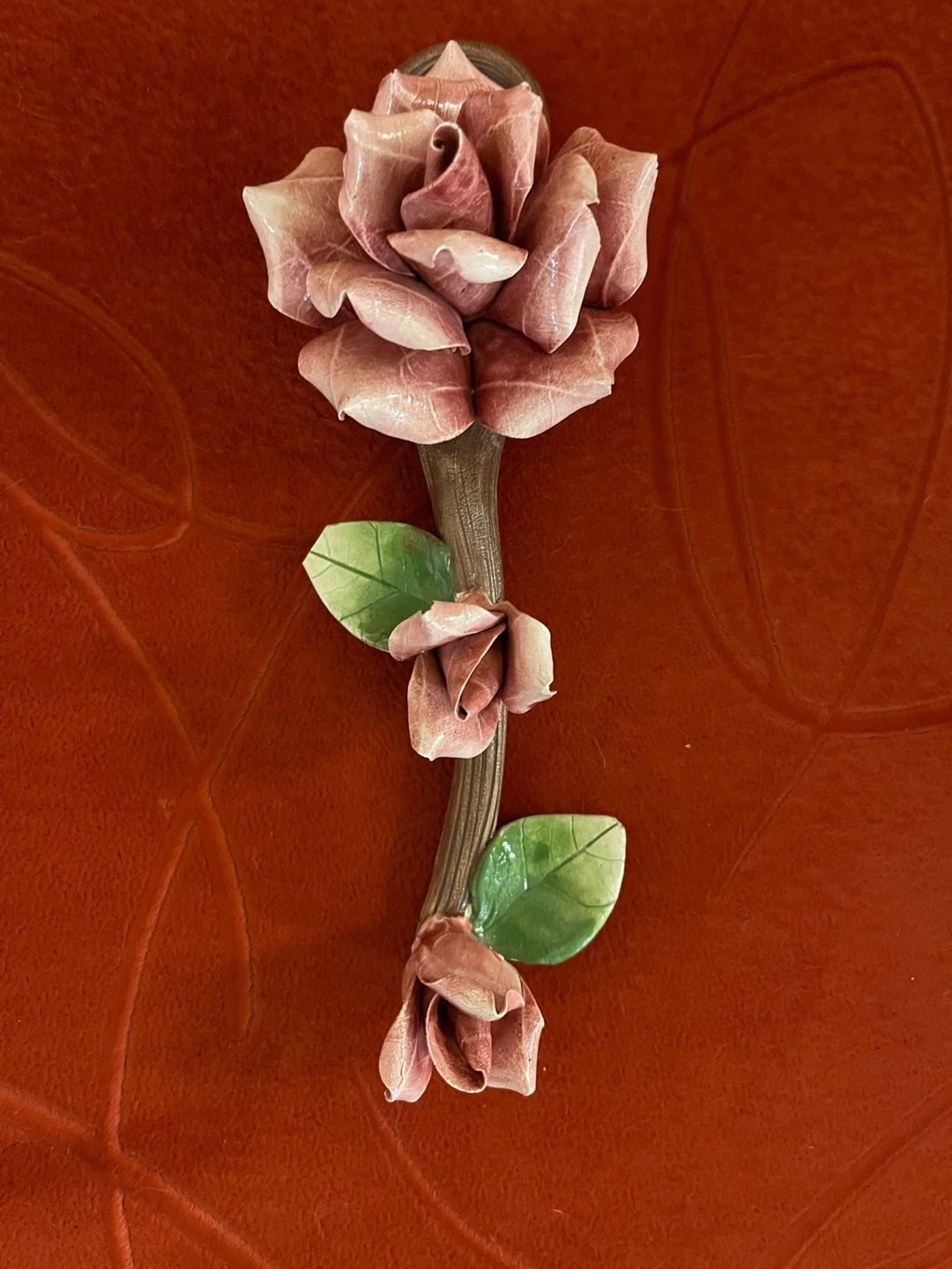 Decorative Ceramic Rose and Leaf Wall Hanger