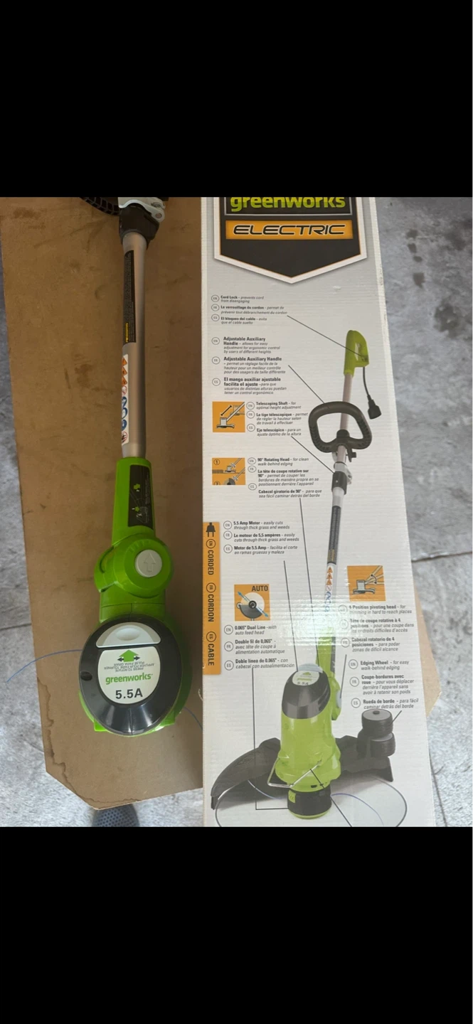 Brand new Greenworks Electric 15" Corded String Trimmer 5.5 Amp - photo 3