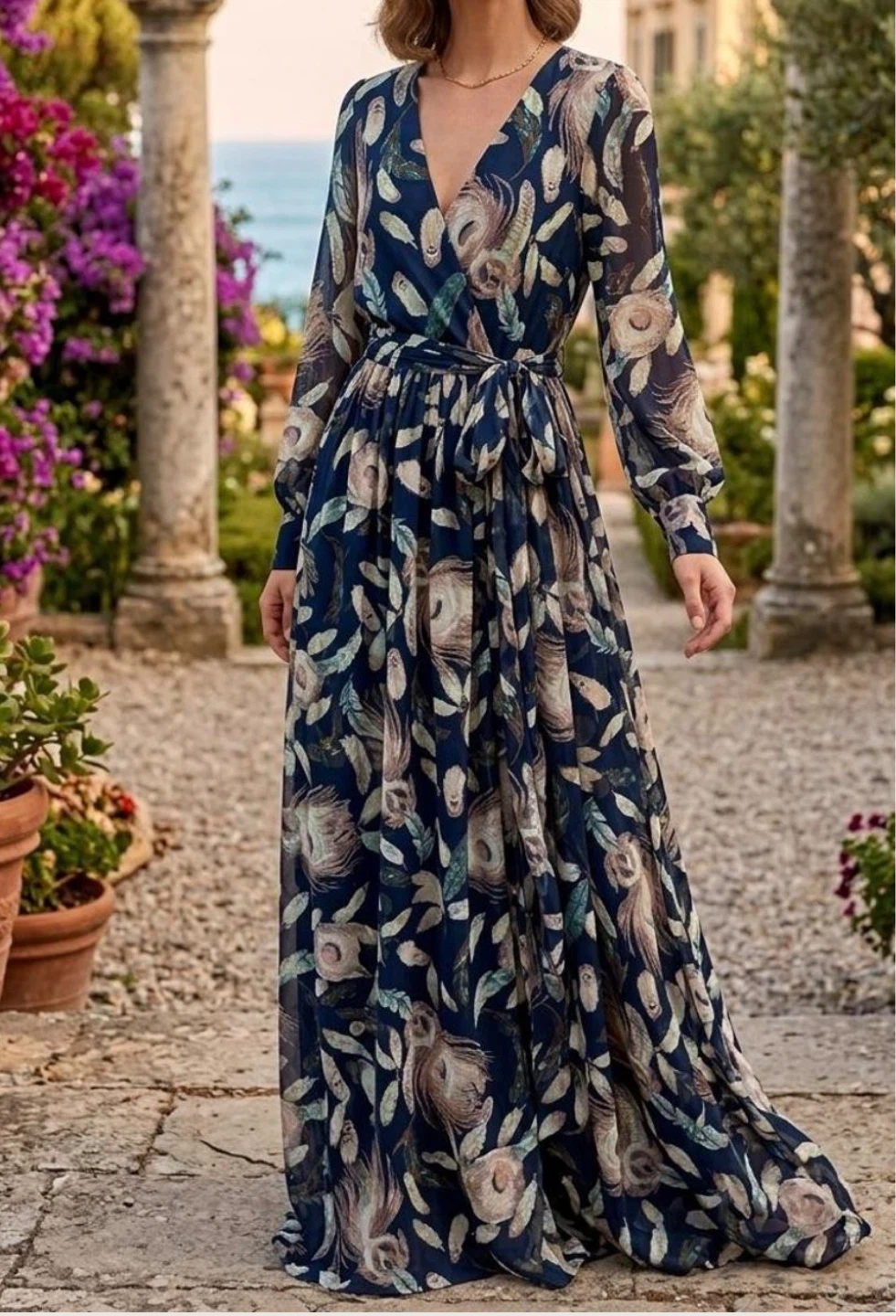 Fashion Nova Blue Floral Maxi Dress