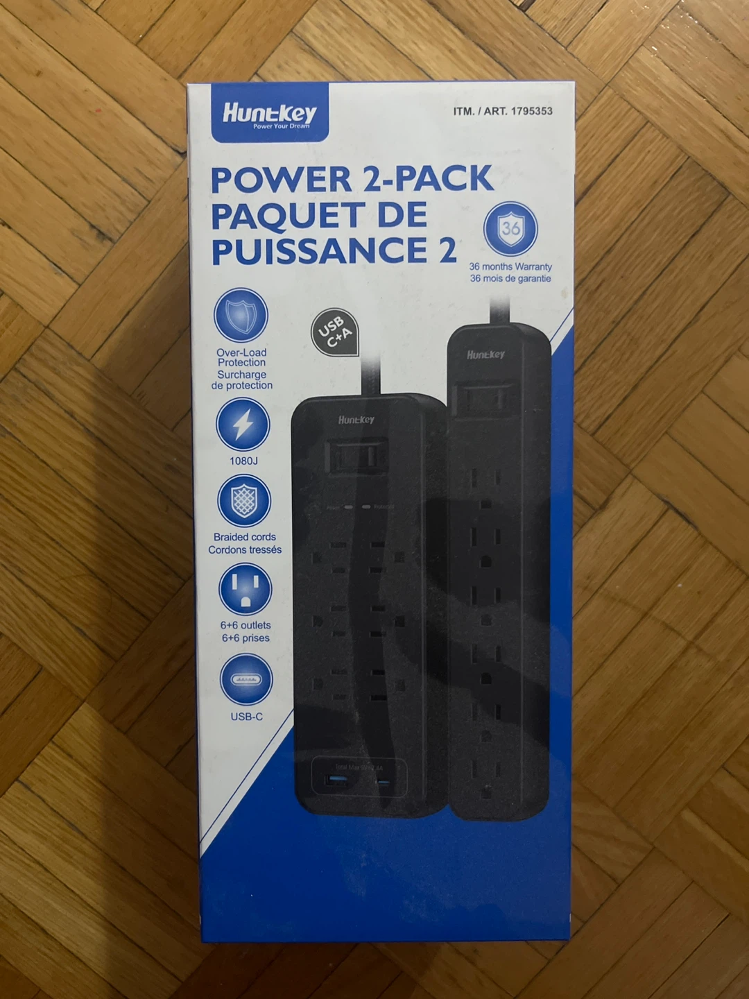 Huntkey Power 2-Pack Power Bar with USB-C/A