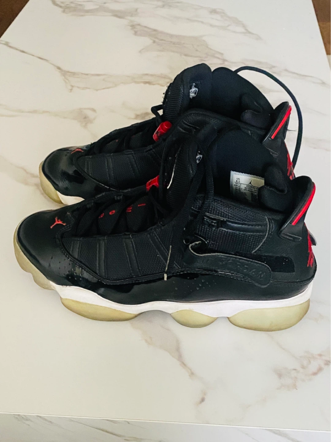 Jordan 6 Rings Black Red Sneakers - photo 2
