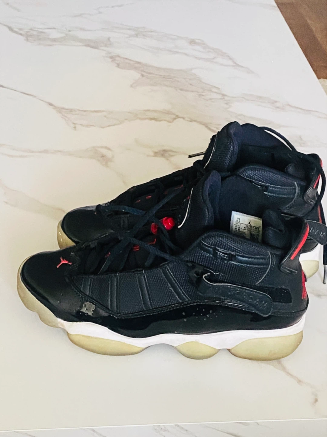 Jordan 6 Rings Black Red Sneakers - photo 4
