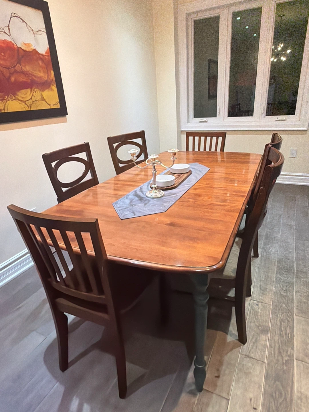 Wooden Dining Table with 6 Chairs