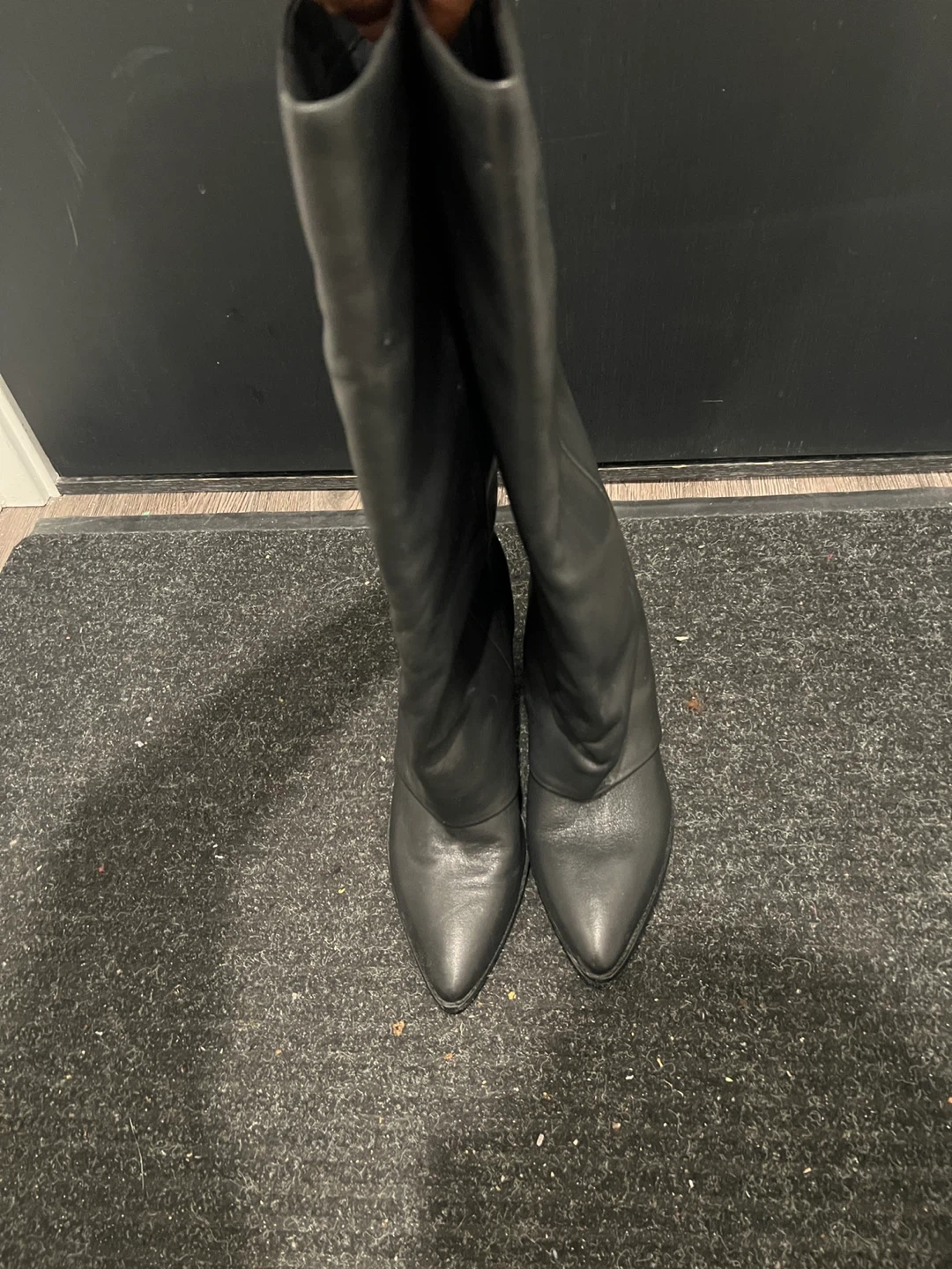 Black Leather Heeled Boots