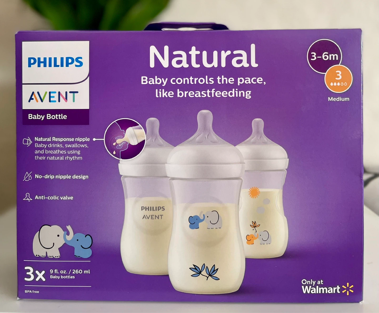 Philips Avent Natural Baby Bottles - 3 Bottles