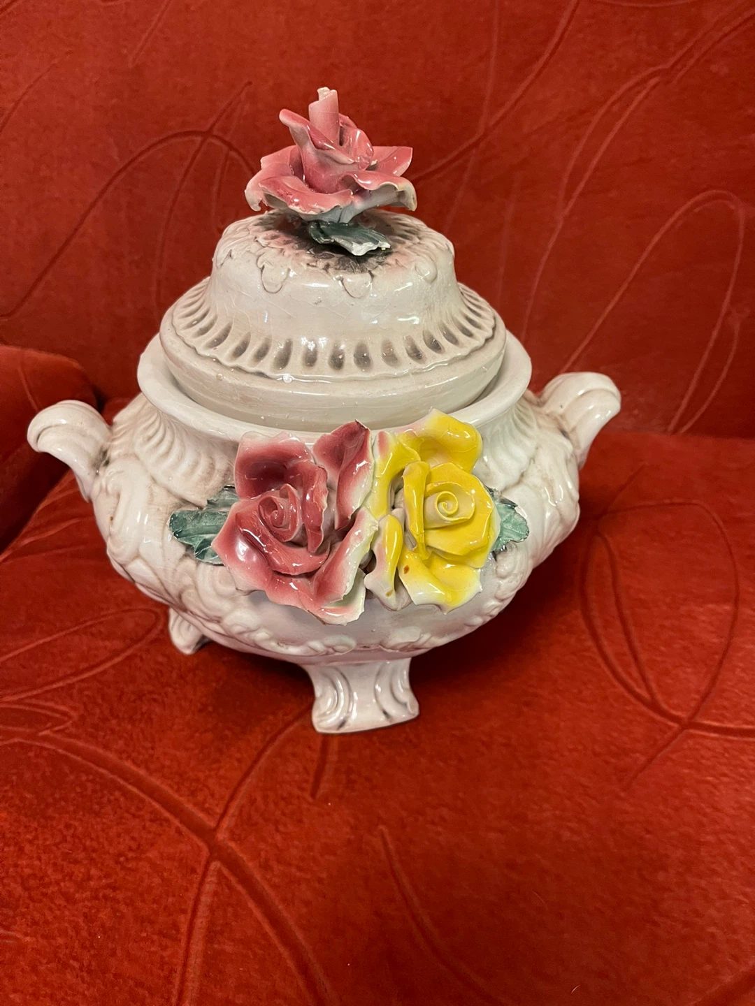 Decorative Ceramic Tureen with Rose Embellishments