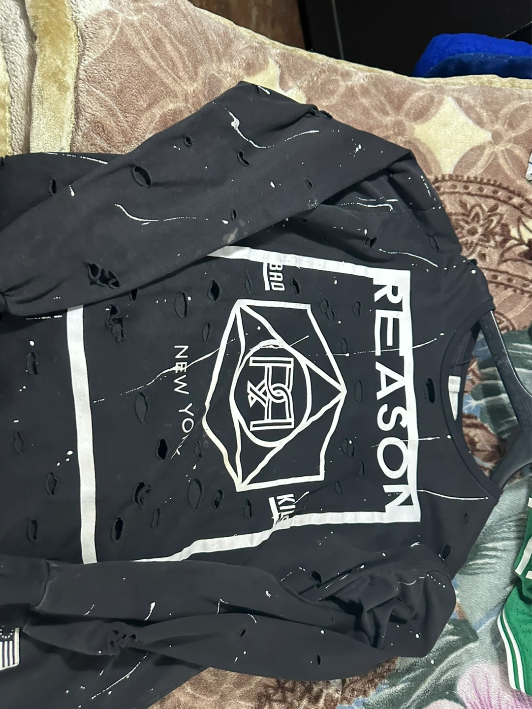 Reason Clothing Black Distressed Graphic Long Sleeve Shirt - photo 5
