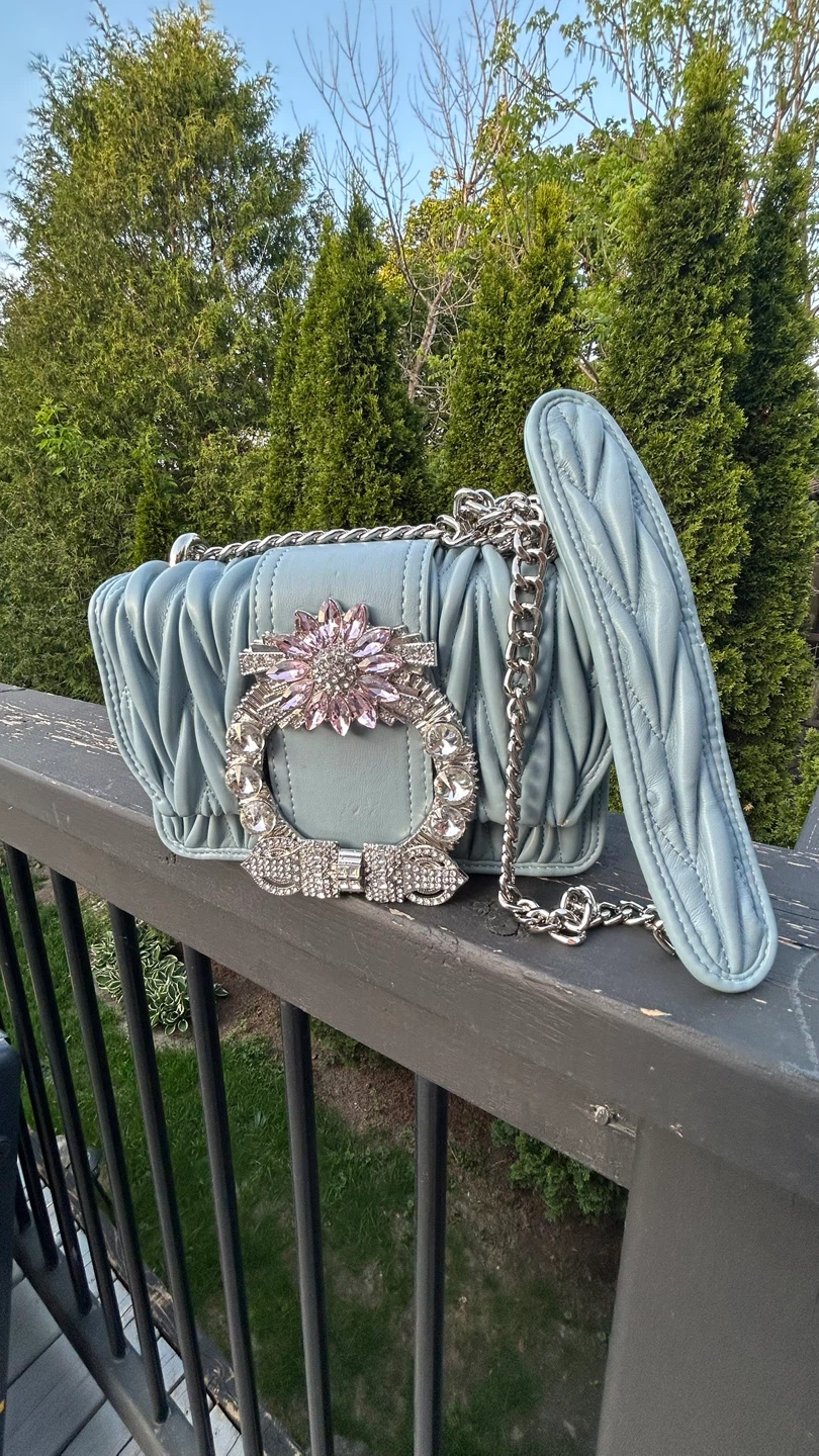 Light Blue Quilted Shoulder purse