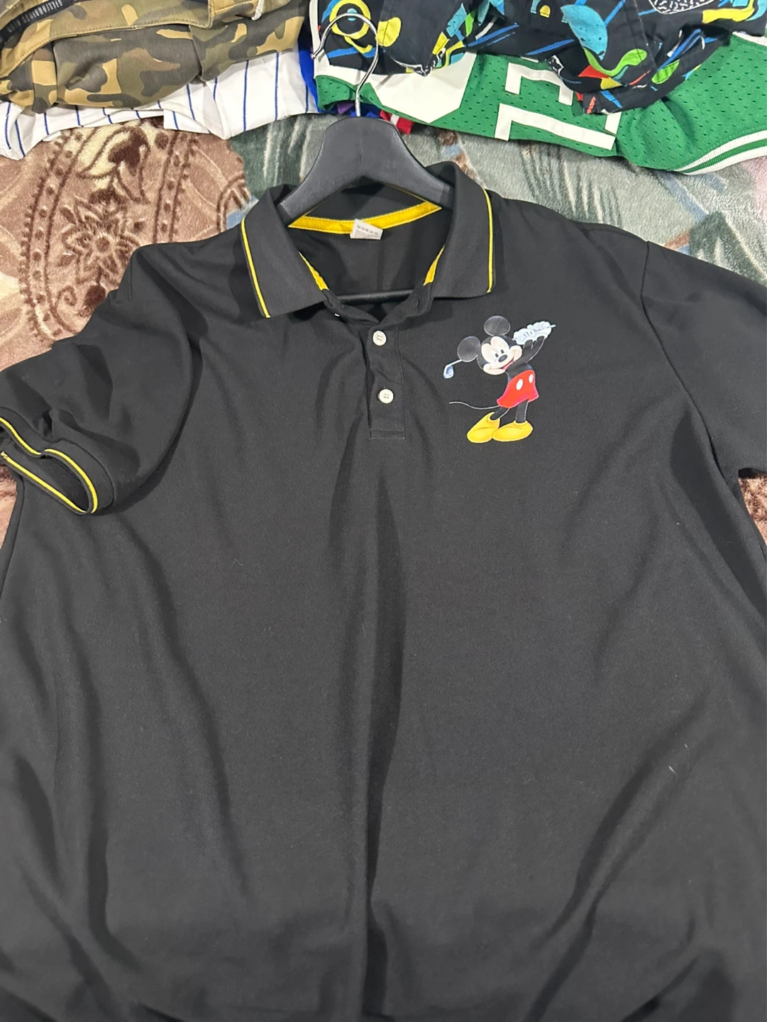 Black Mickey Mouse Golf Polo Shirt - Size L