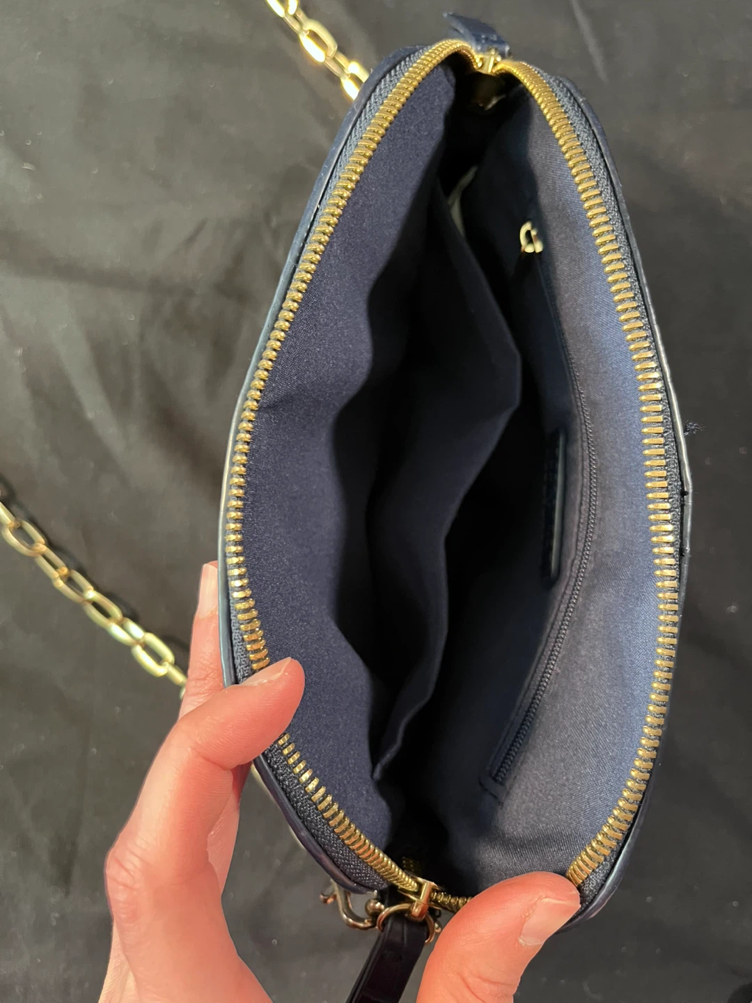 Navy Blue Croc Embossed Shoulder Bag - photo 4