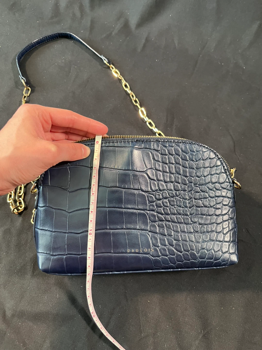 Navy Blue Croc Embossed Shoulder Bag - photo 5