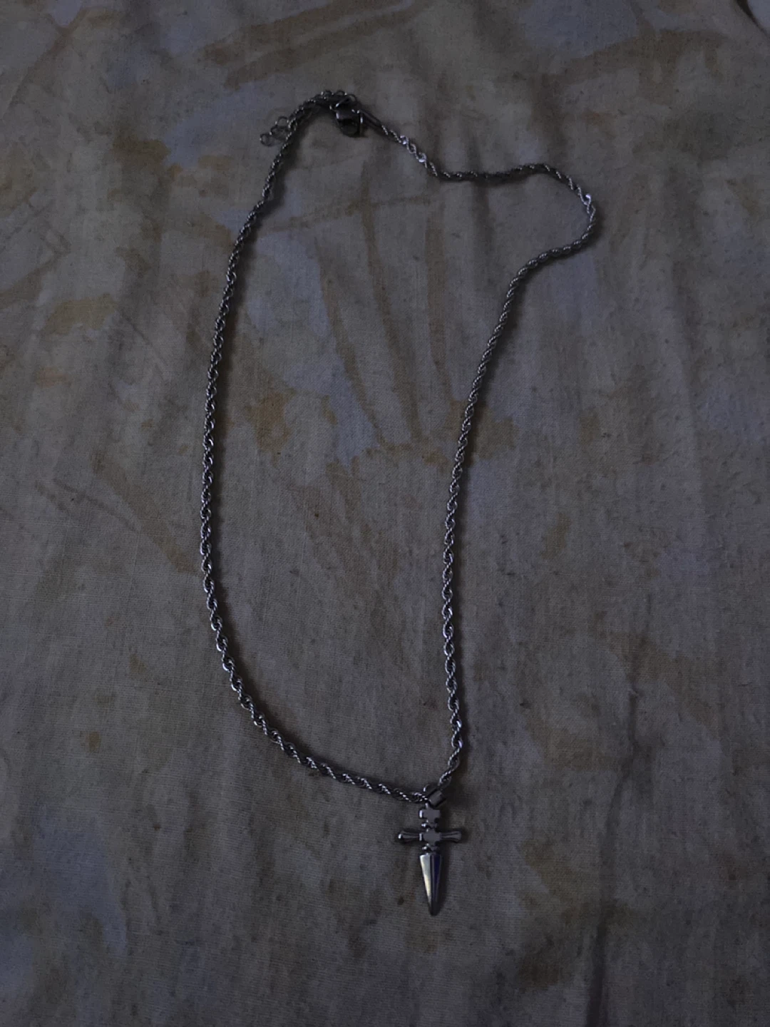 Silver Tone Dagger Pendant Necklace