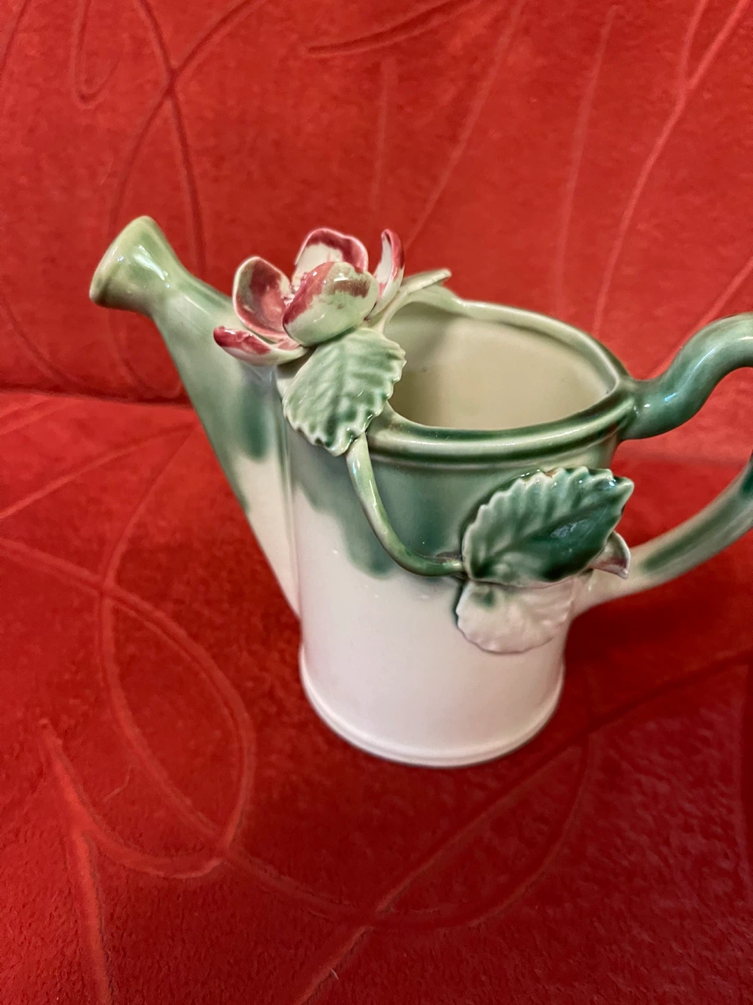 Decorative Ceramic Watering Can with Flower Accent