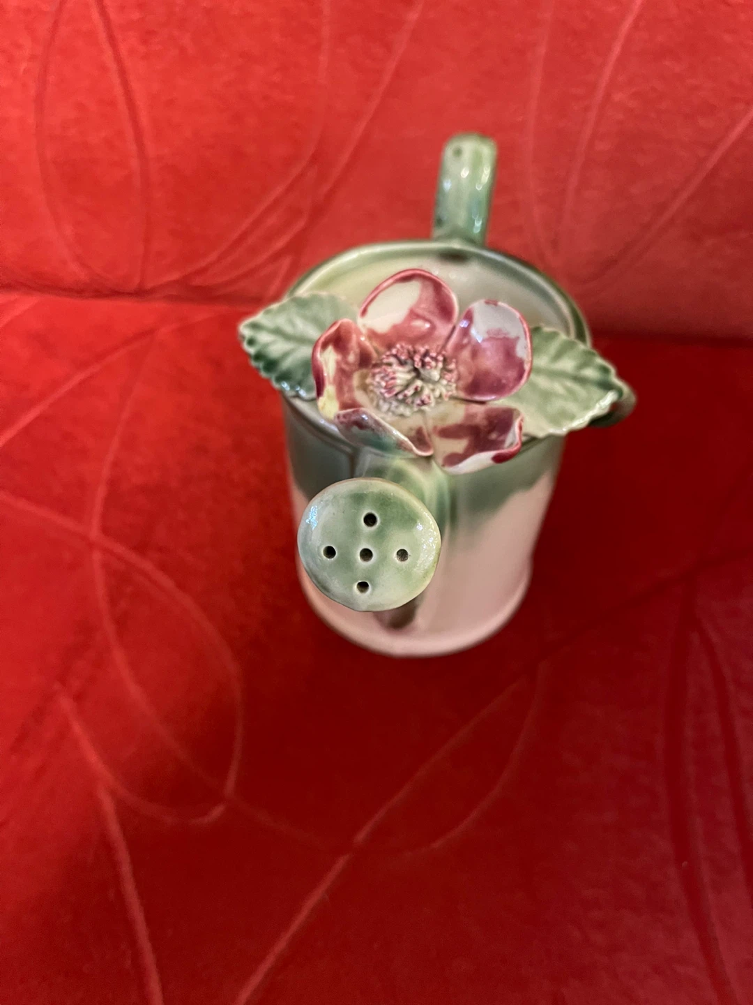 Decorative Ceramic Watering Can with Flower Accent - photo 3