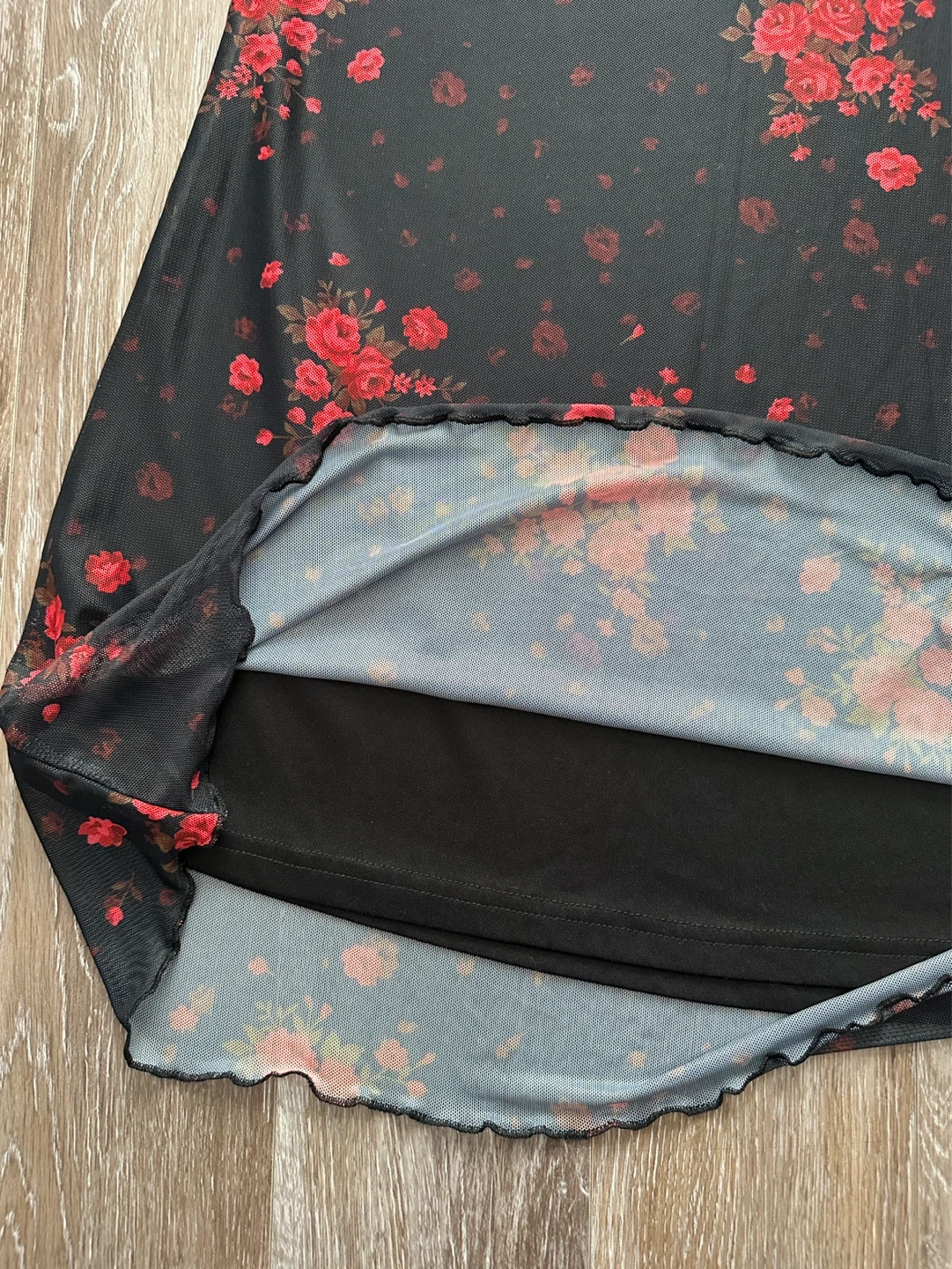 Cider Black Floral Mesh Maxi Skirt Size M - photo 2